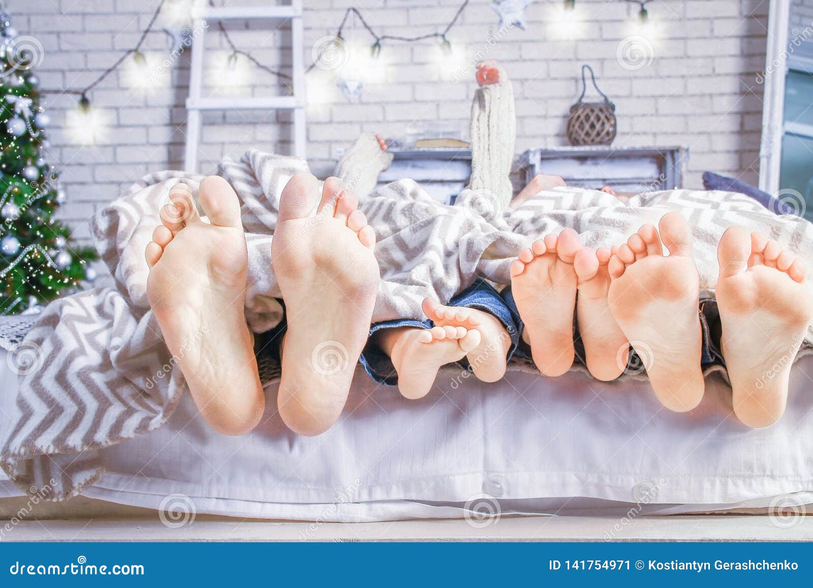 Blanket Feet at Home at Christmas Stock Image Image of caucasian
