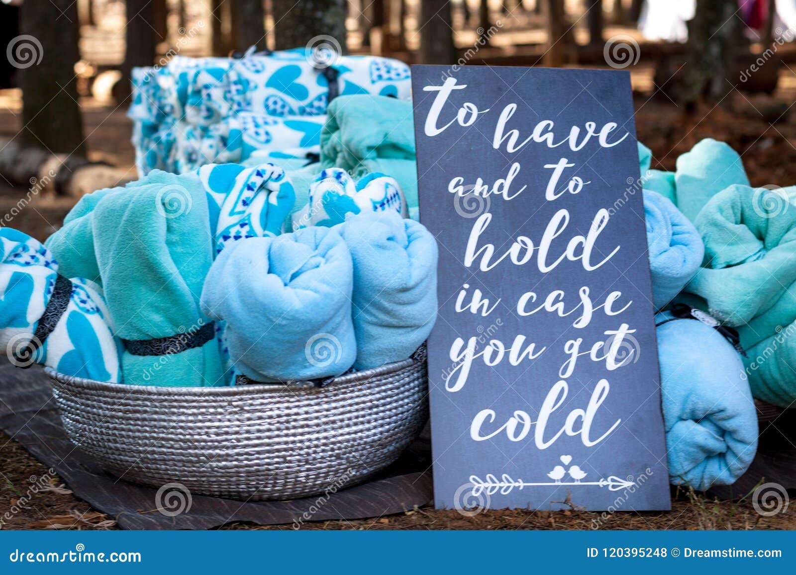 Blankets As Winter Wedding Favors Stock Photo Image Of Hold