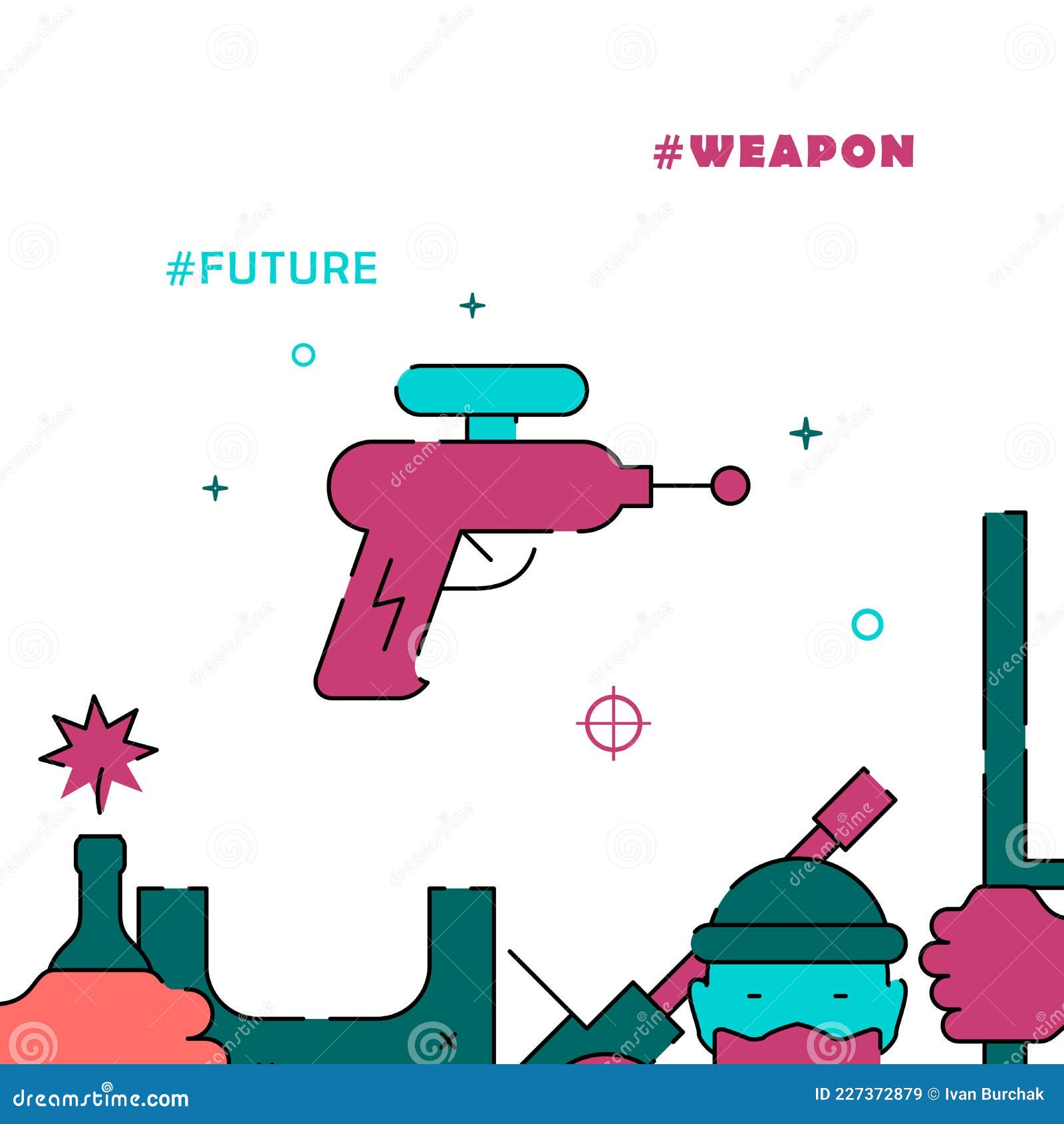 Blaster Beam Gun Filled Line Icon Simple Illustration Stock Vector Illustration Of Beam Smooth