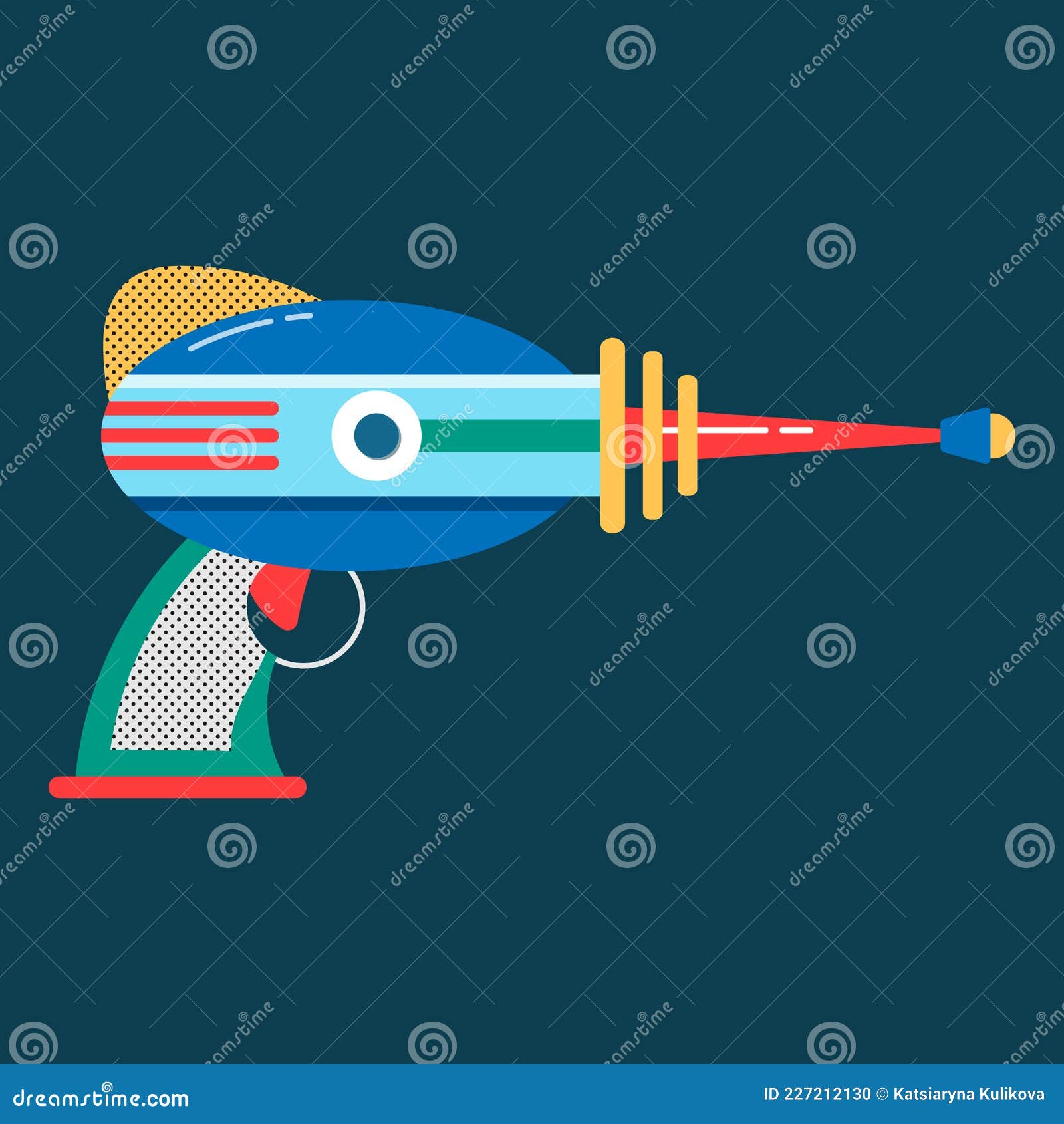 Blaster In Cartoon Style Space Laser Ray Gun Vector Illustration