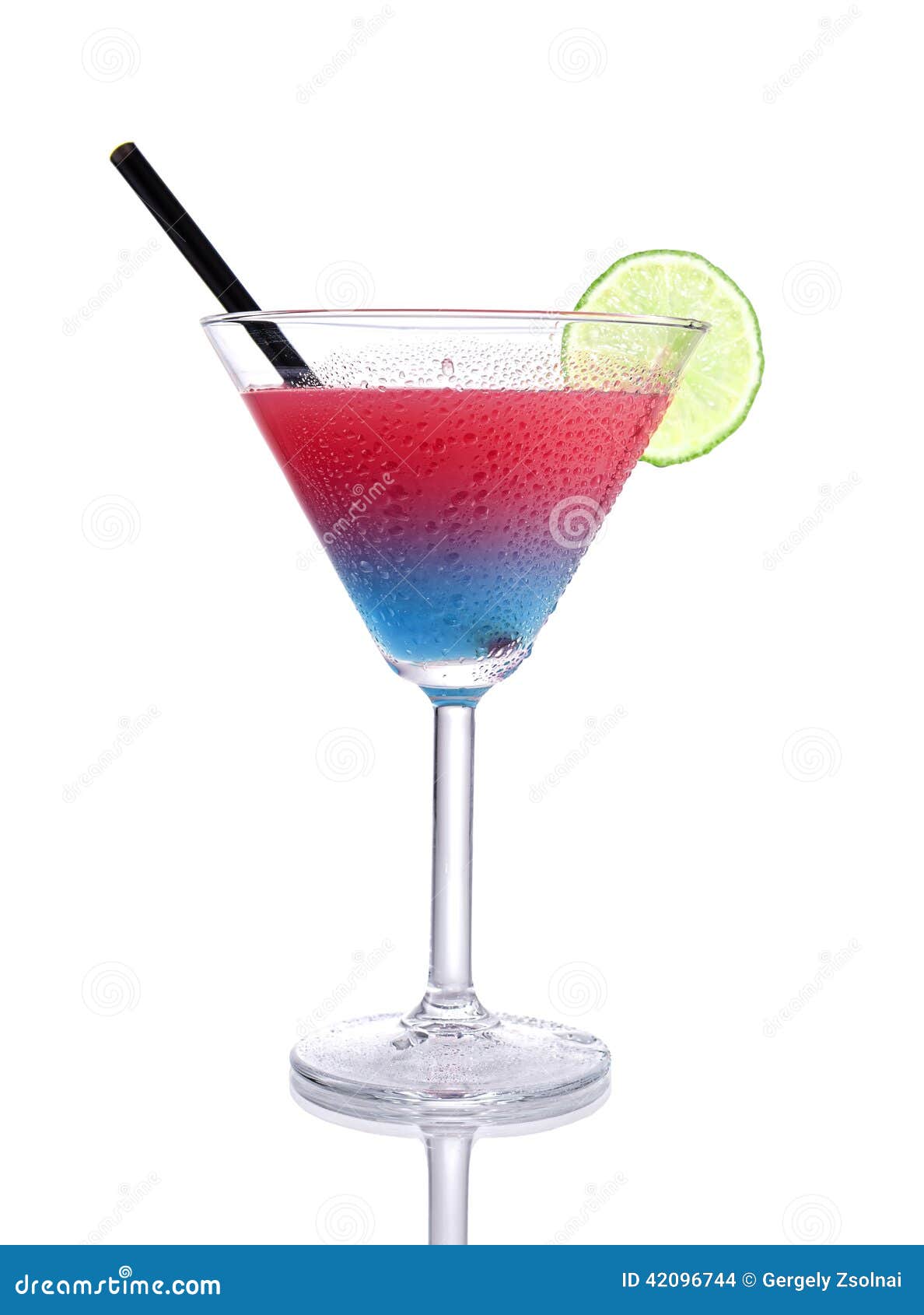 Blau-rotes Steigung Cocktail Mit Design Stockfoto - Bild von elegant ...