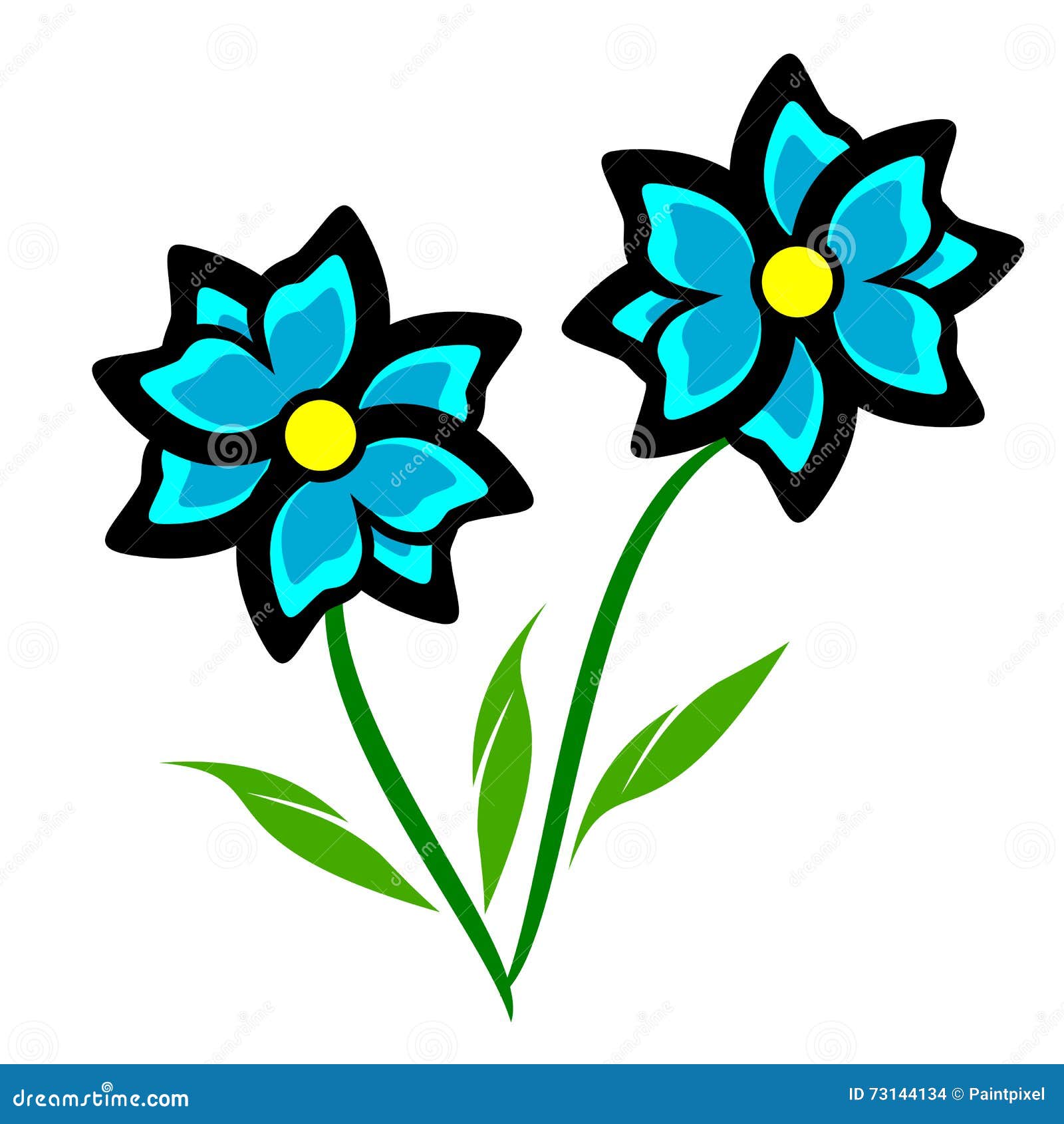 Blaue Blume Clipart Vektor Abbildung Illustration Von Blume