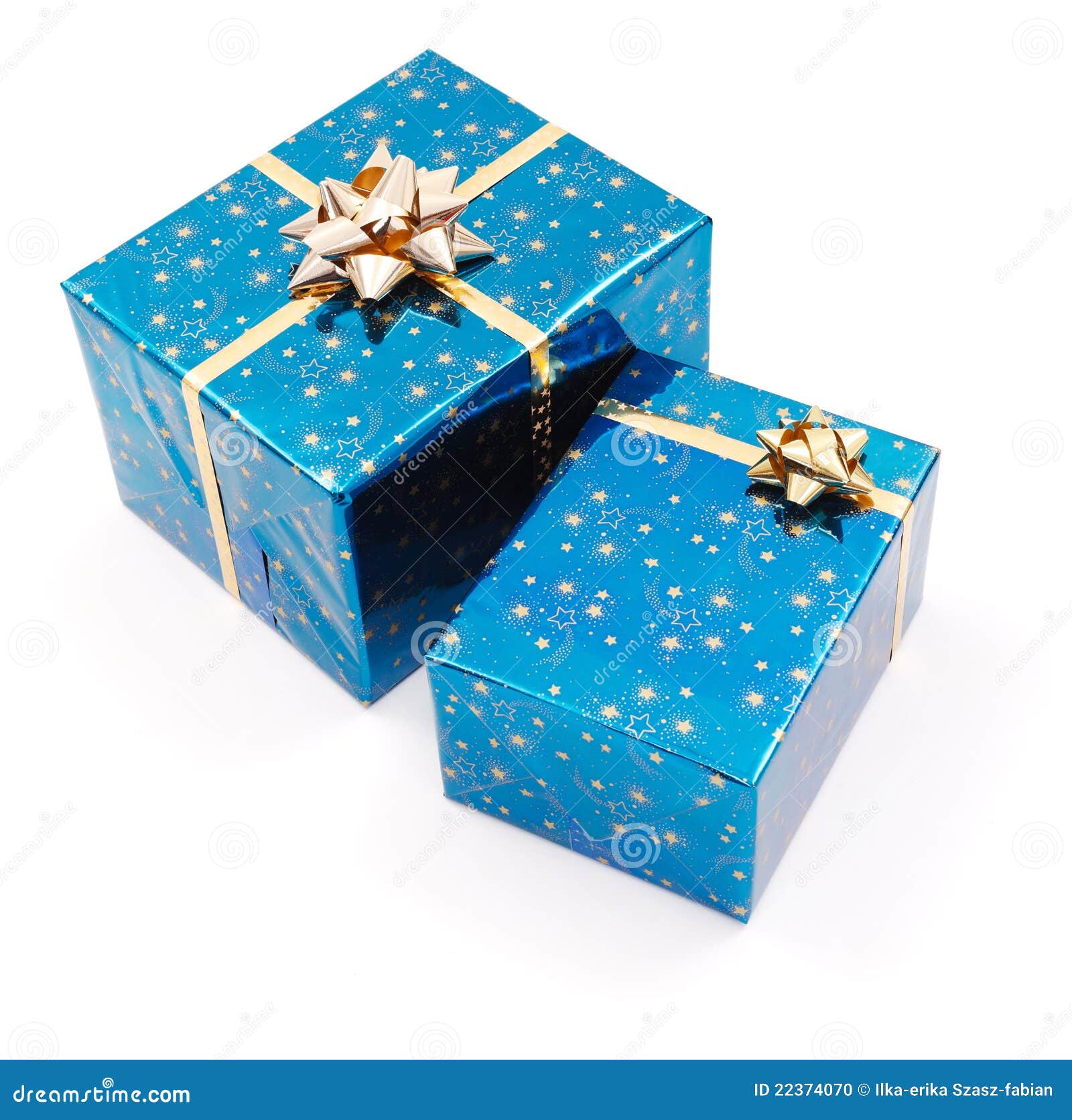 Blaue Geschenke Auf Weiss Stockfoto Bild Von Kasten Nzend