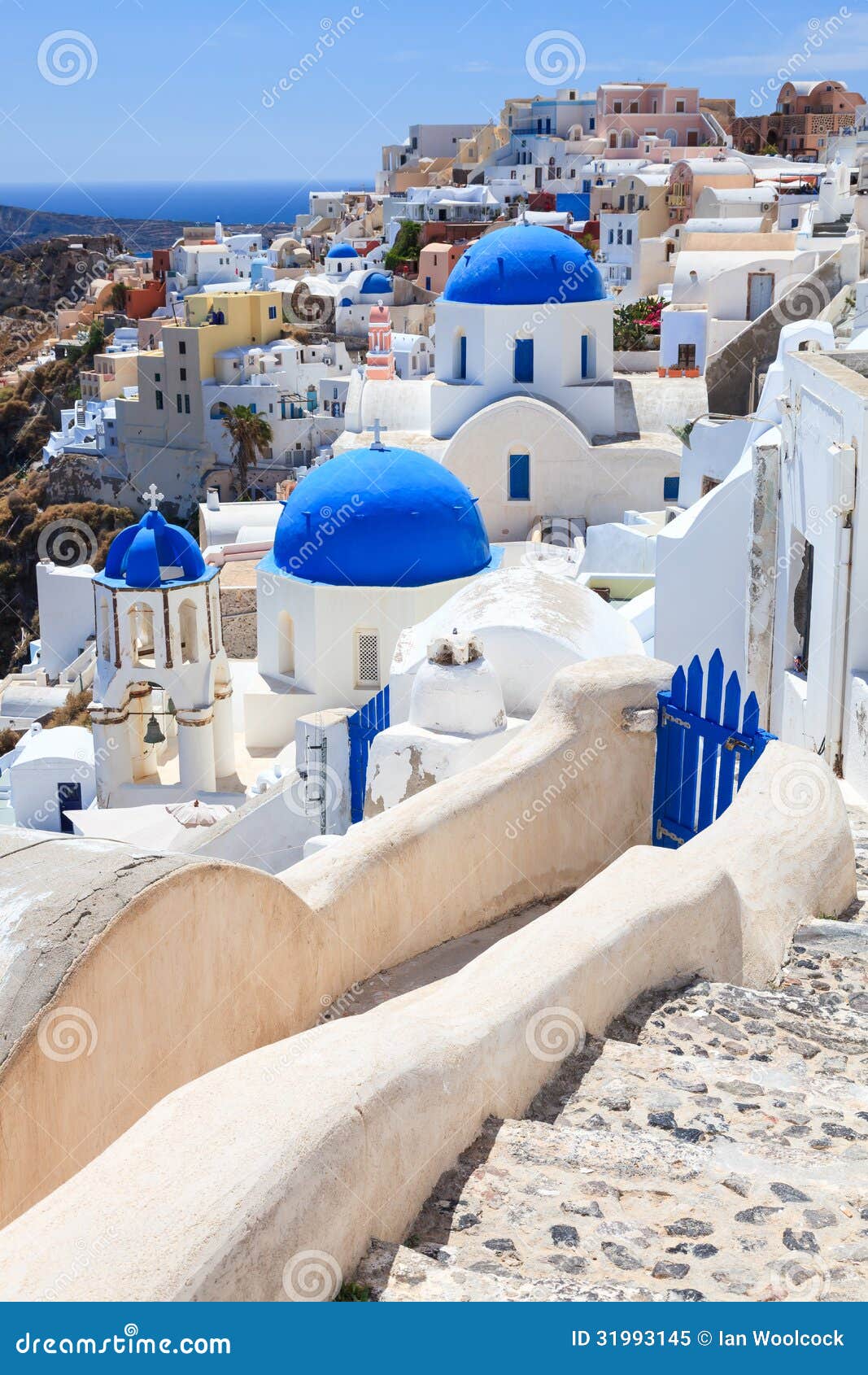 Blaue Hauben-Kirchen Oia Santorini Stockbild - Bild Von Klassisch, Ägäisch:  31993145