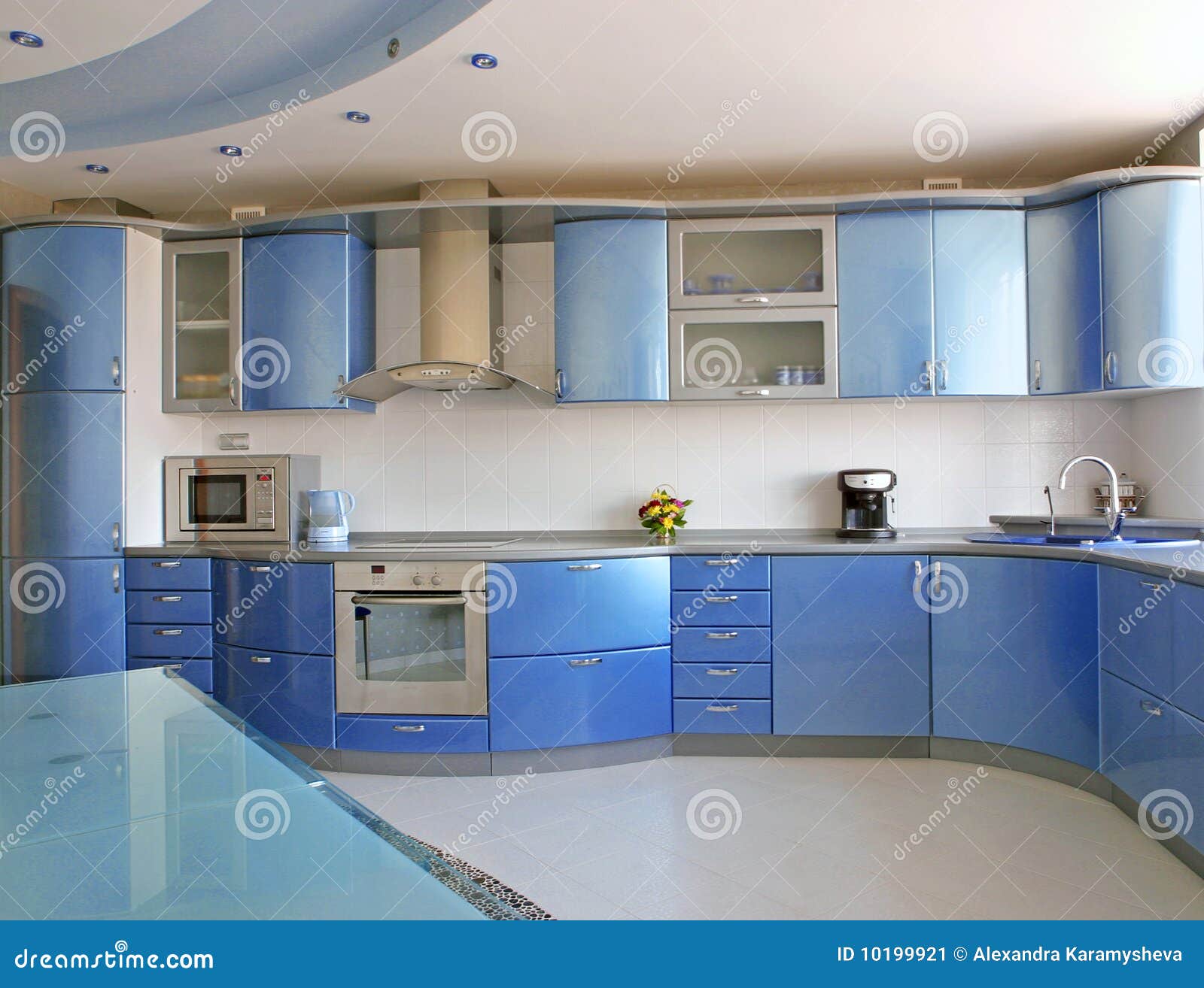 Blaue Küche stockbild. Bild von leer, glas, blau, luxuriös - 10199921
