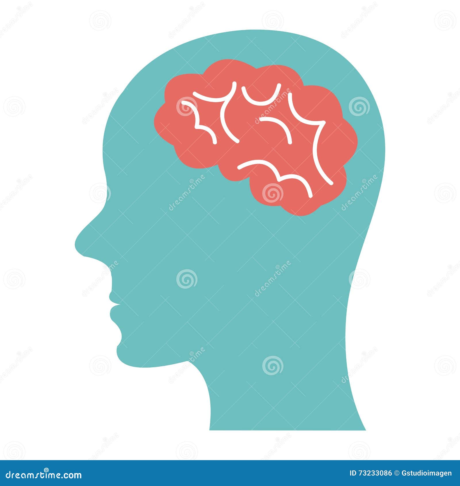 Blauer Menschlicher Kopf Auf Seitenansicht Und Gehirn Grafik Stock Abbildung Illustration Von Grafik Blauer