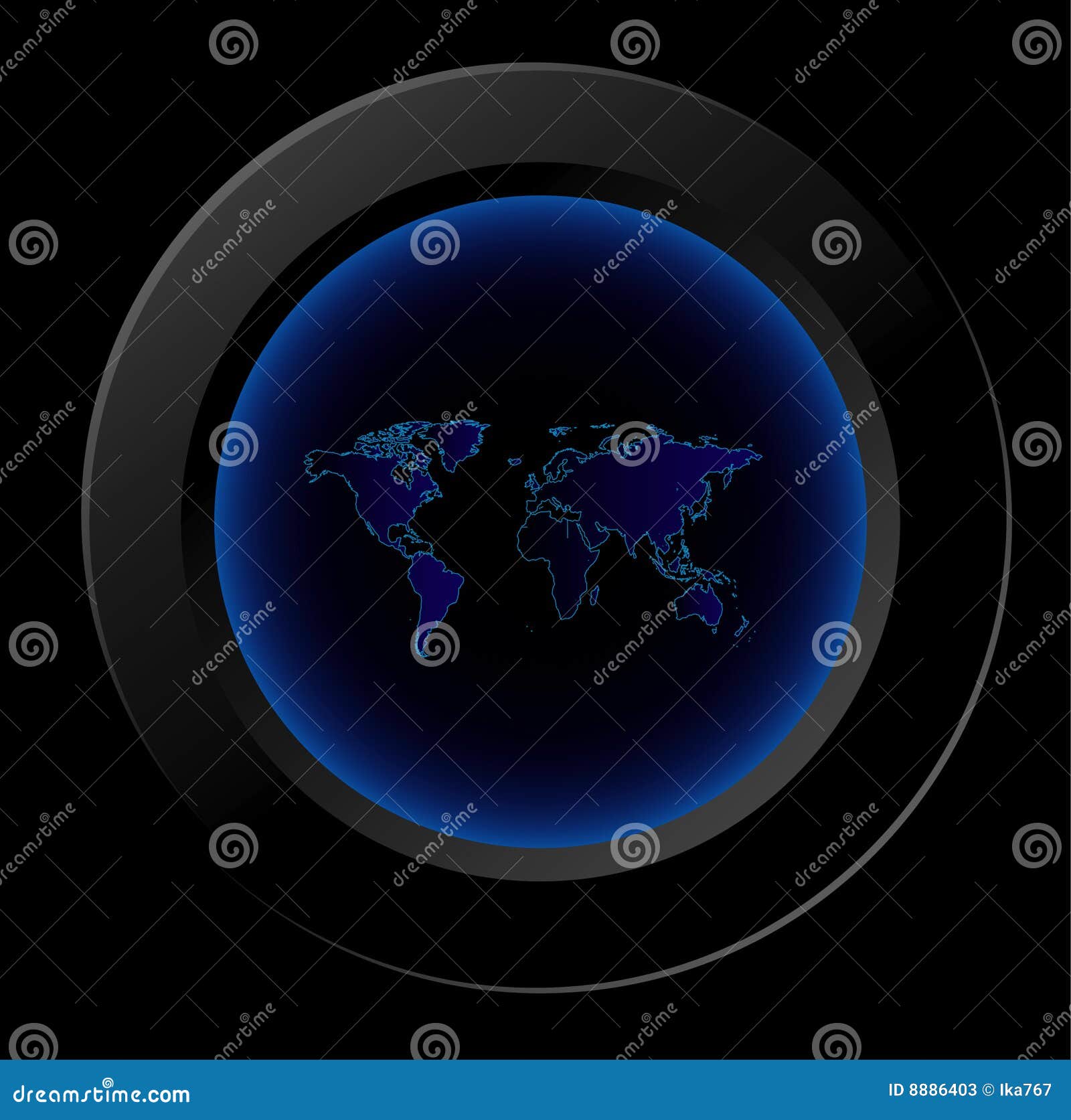 Vektorblauer Sonar mit Karte