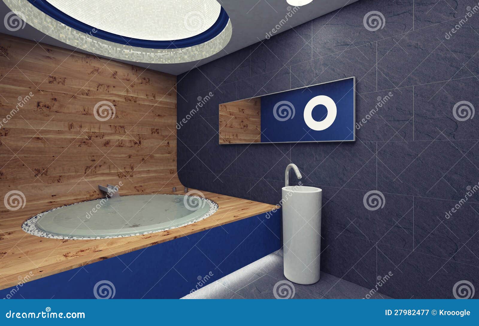 Blaues Badezimmer stock abbildung. Illustration von orange - 27982477