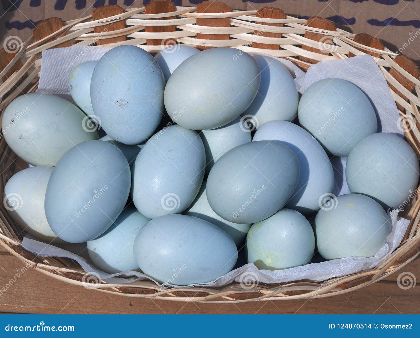 constante Shipley Tactiel gevoel Blauwe Eieren in Mand Blauwe Gekleurde Eieren Van Speciaal Gekweekte Kippen  Stock Foto - Image of breekbaar, bruin: 124070514