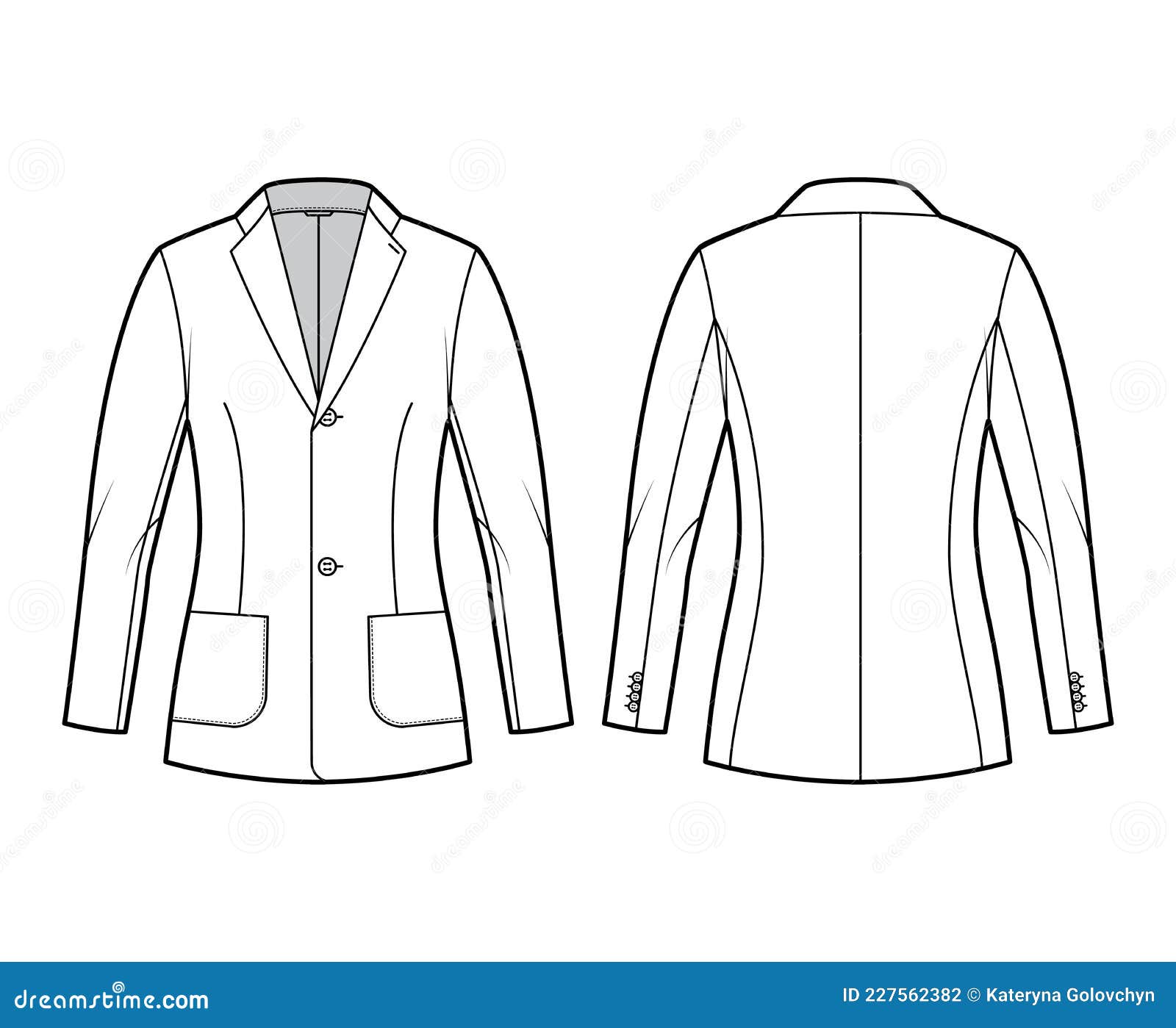blazer fitted jacket suit technical fashion  with single breasted, long sleeve, notched lapel, patch pockets