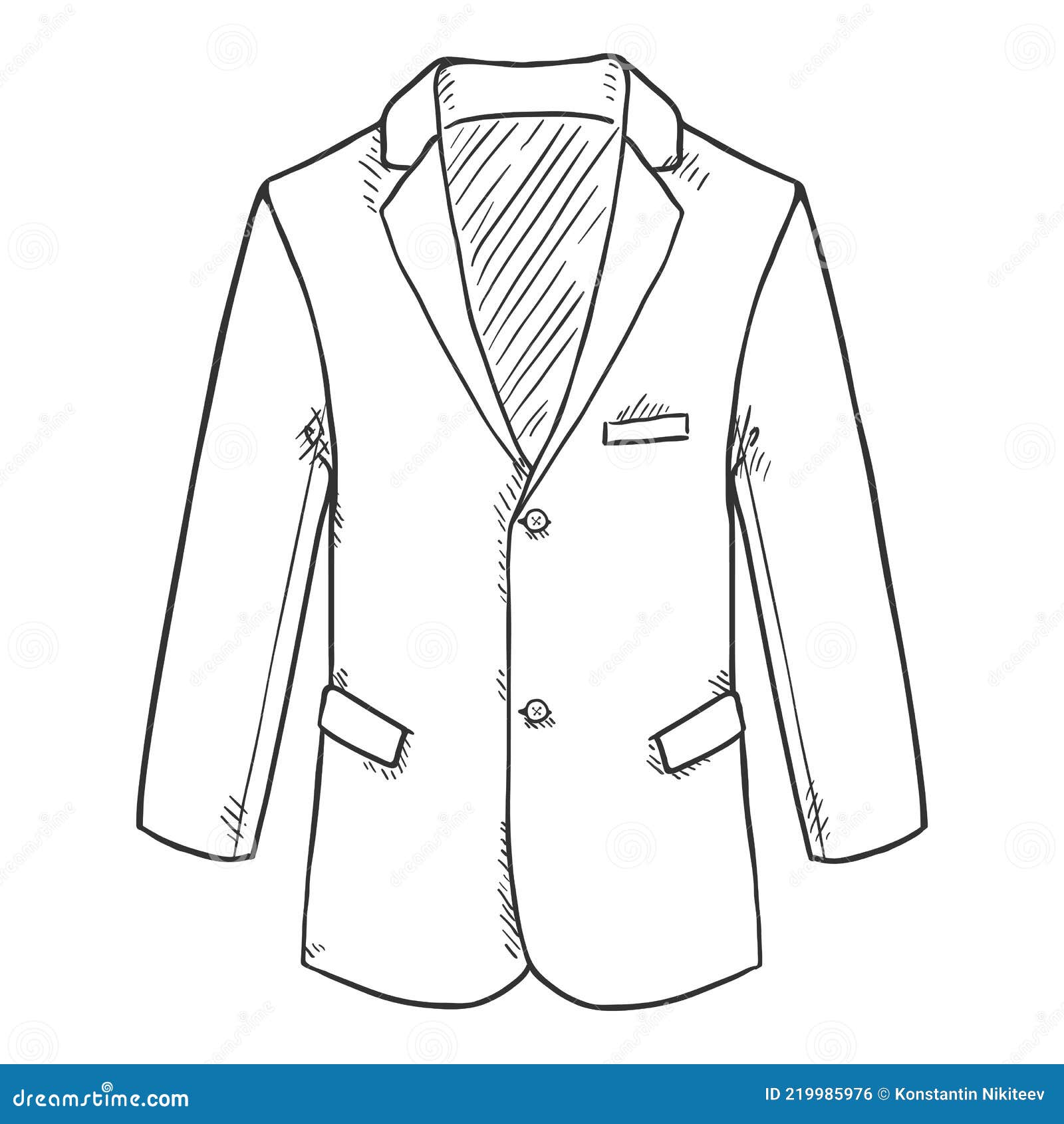 Blazer. Suit Jacket Vector Hand Drawn Illustration Stock Vector ...