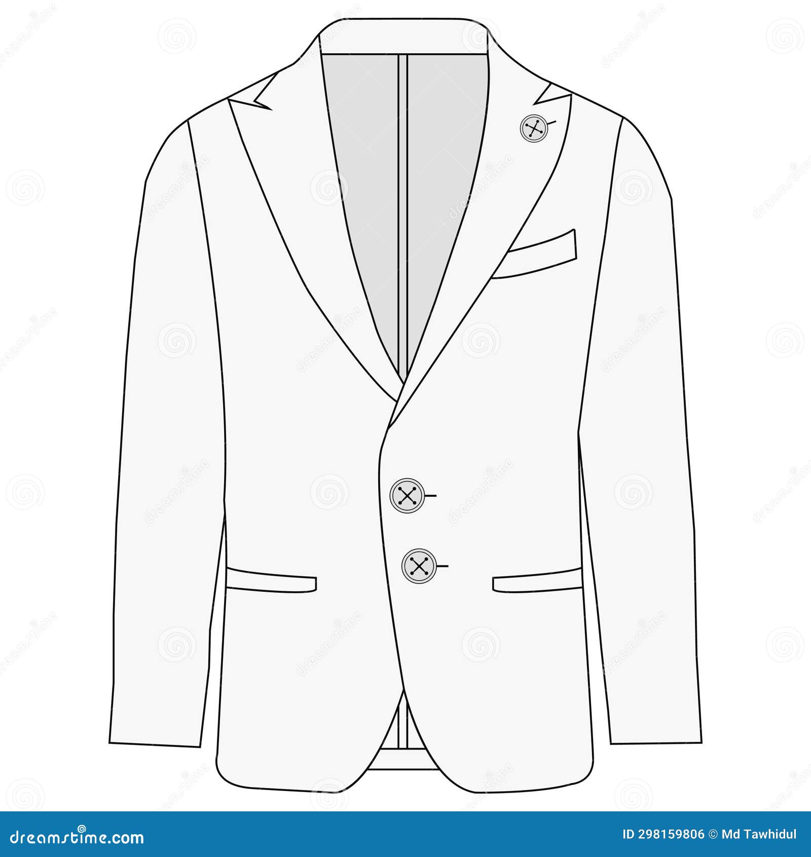Blazer Vector Line Art Outline Breasted Blazer Collection for Size ...