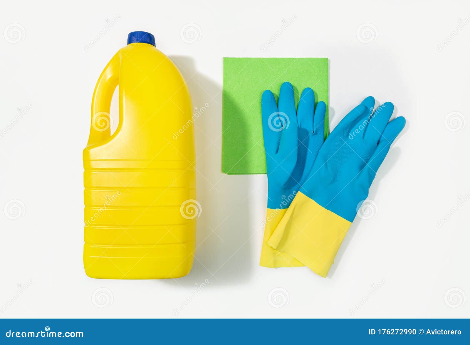 Bleach Bottle, Protective Gloves and Rag Stock Photo Image of bleach