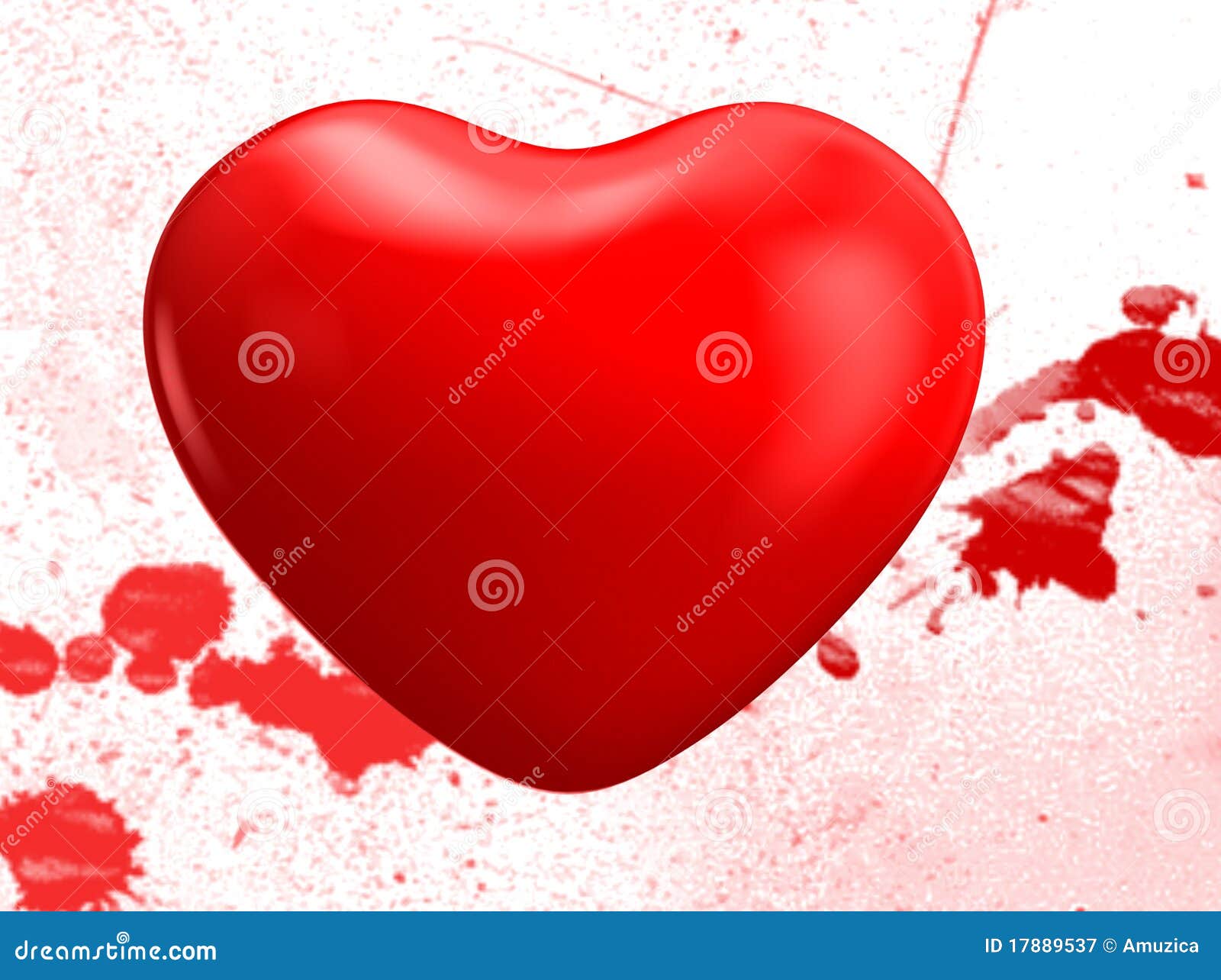 Bleeding heart. Red shiny heart. 3d render