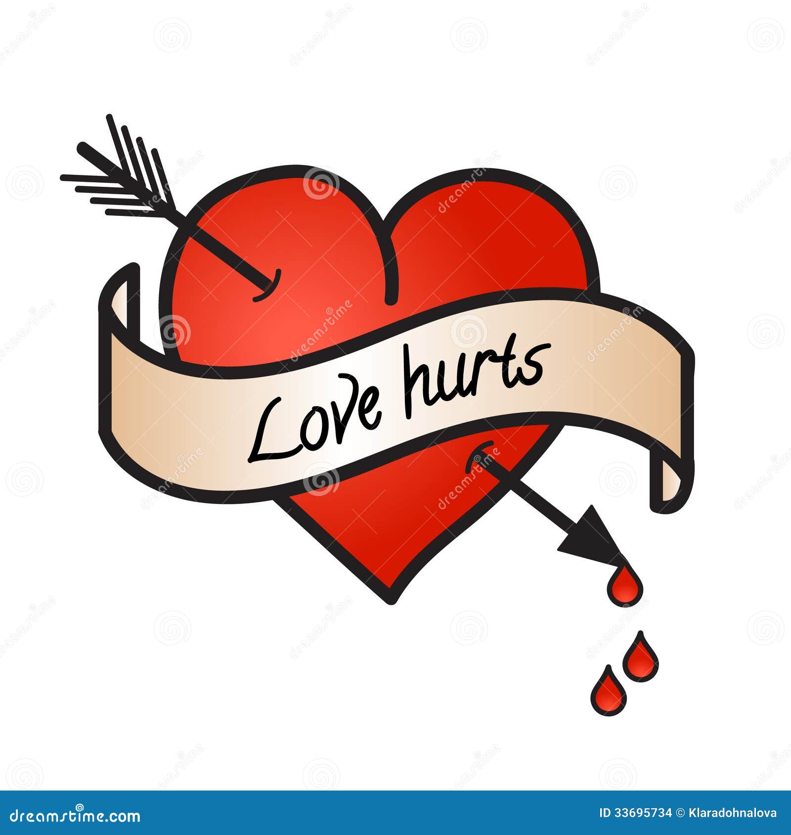 Bleeding Heart with Love Hurts Text Isolated Stock Vector ...