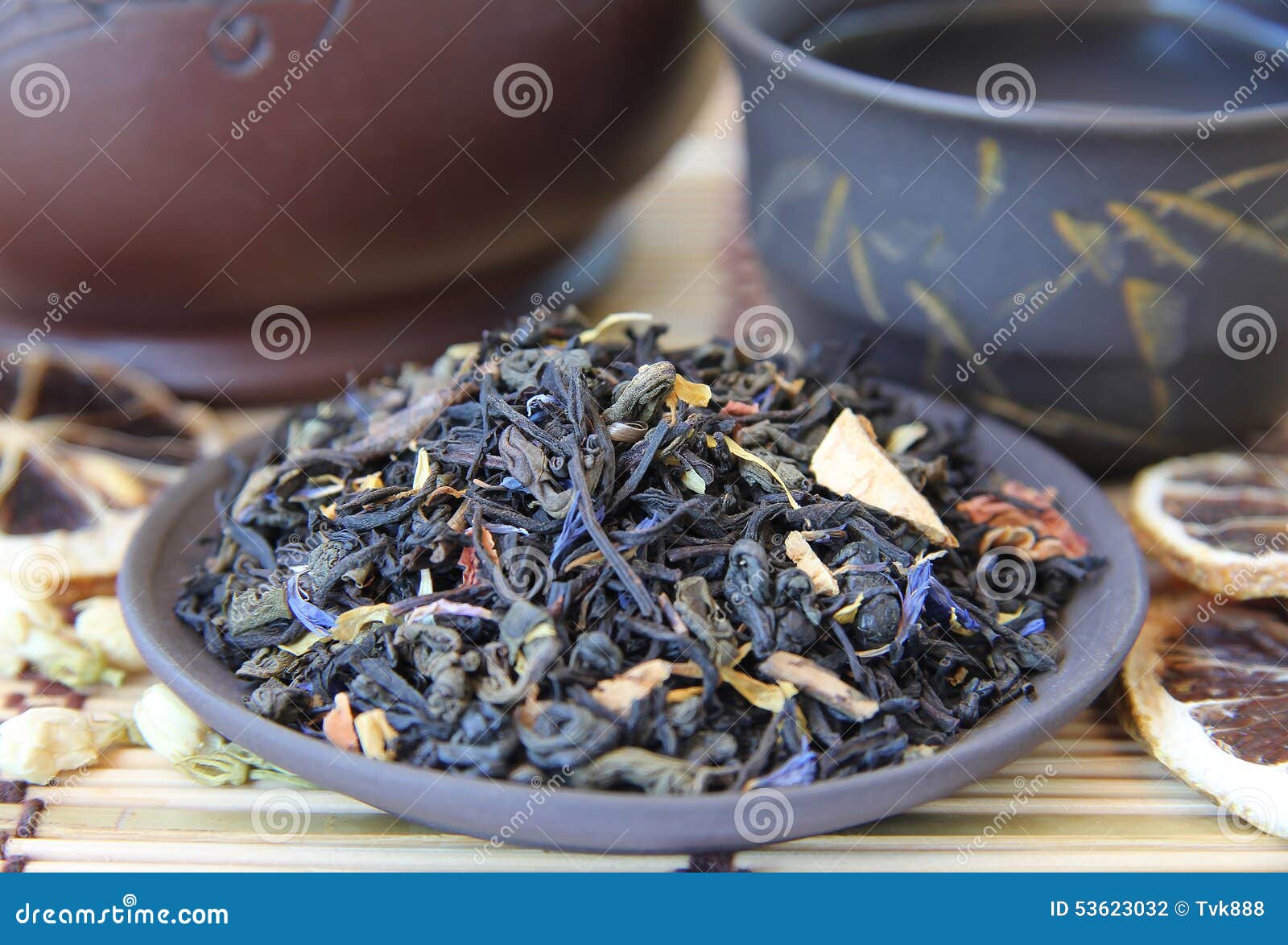 Blend a Mixture of Green and Black Tea Stock Photo Image of green