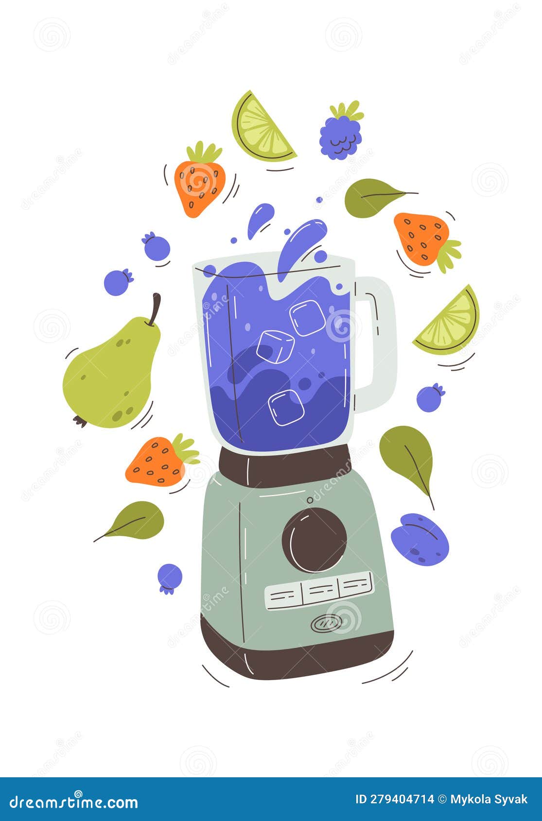 Blender Fruit Berry Smoothie Stock Vector Illustration of shake