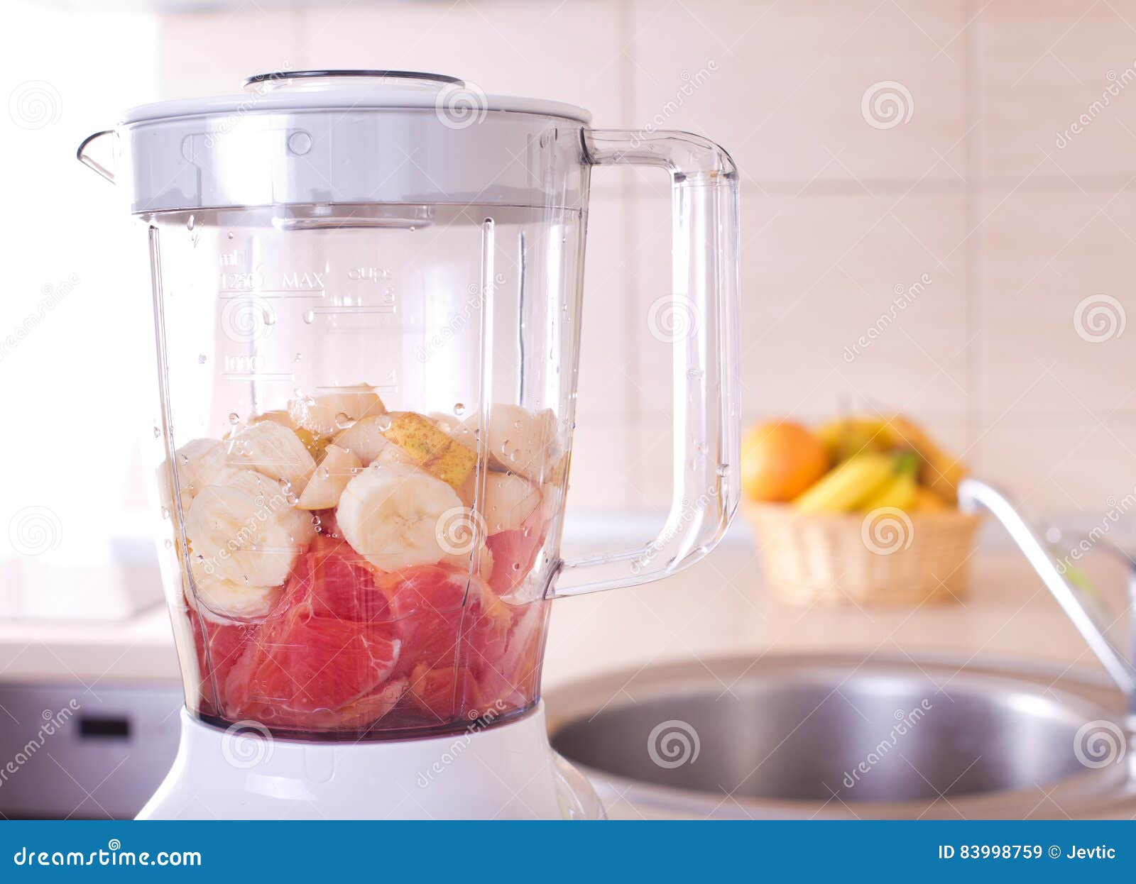 Blender with Fruits in Bowl Stock Image Image of healthcare, minerals