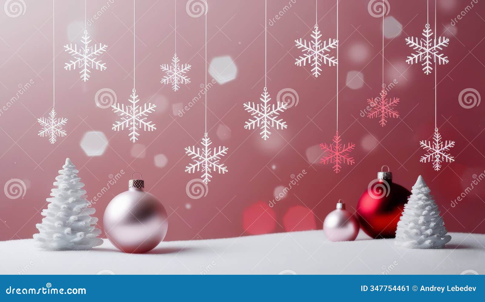 festive minimalist christmas  in white, pink, and red hues with subtle snowflakes