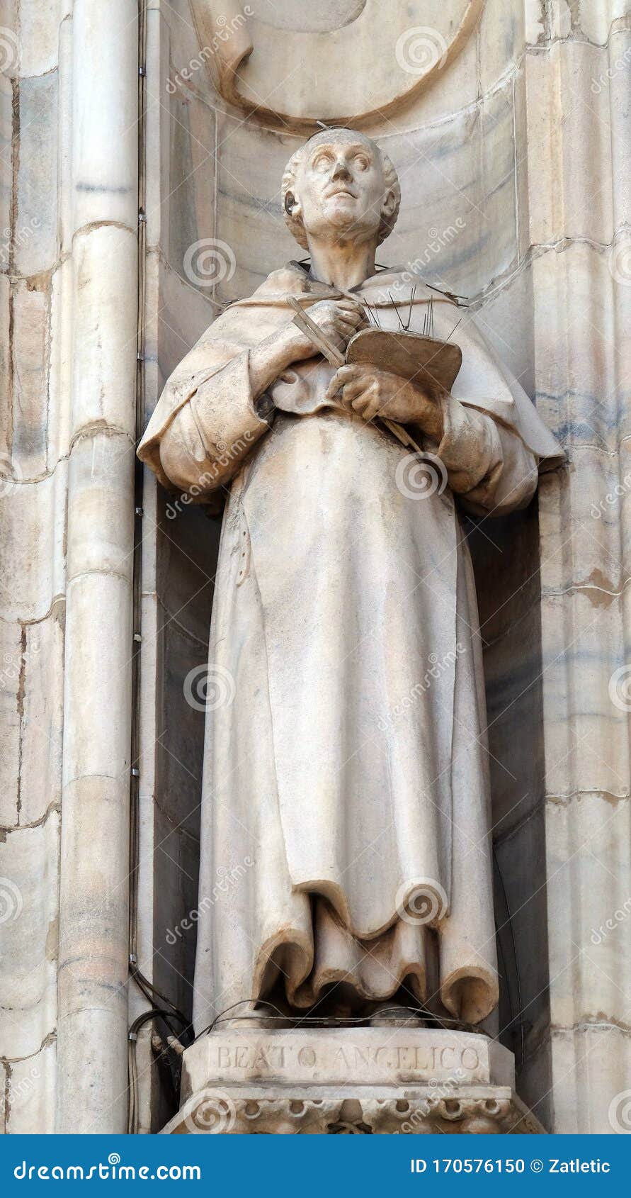 blessed fra angelico, statue on the milan cathedral