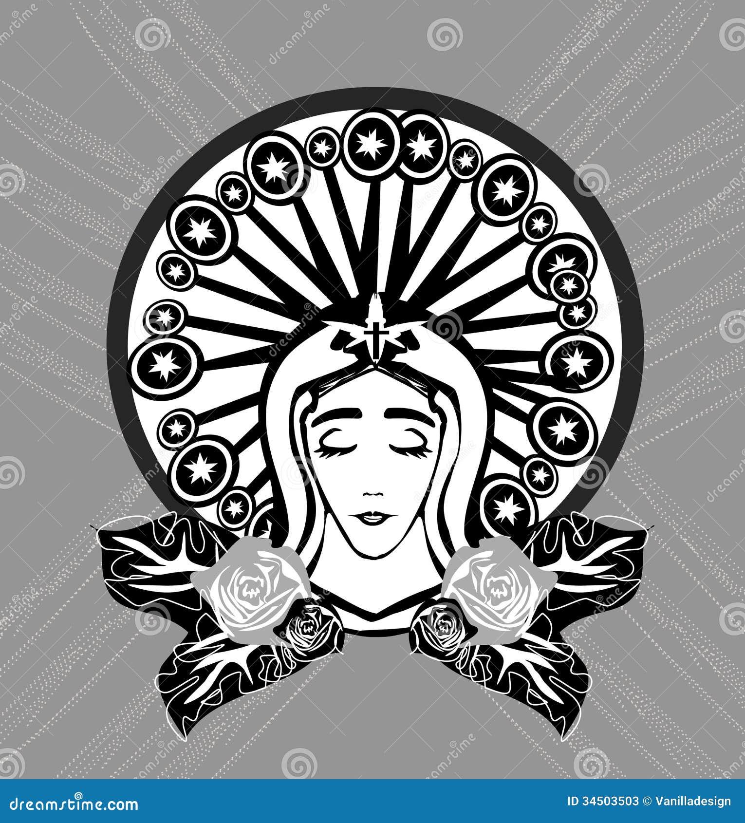 Blessed Virgin Mary Portrait Stock Vector - Illustration of holiness ...