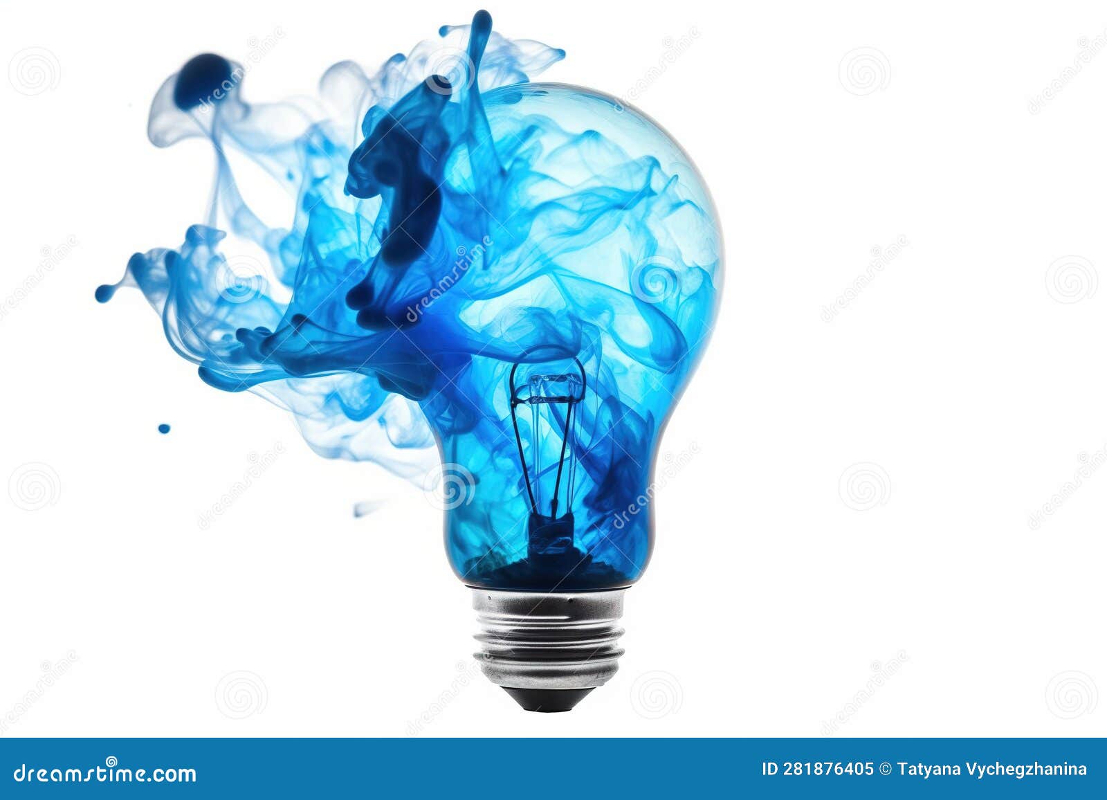 blew up light bulb with a dark blue smoke inside