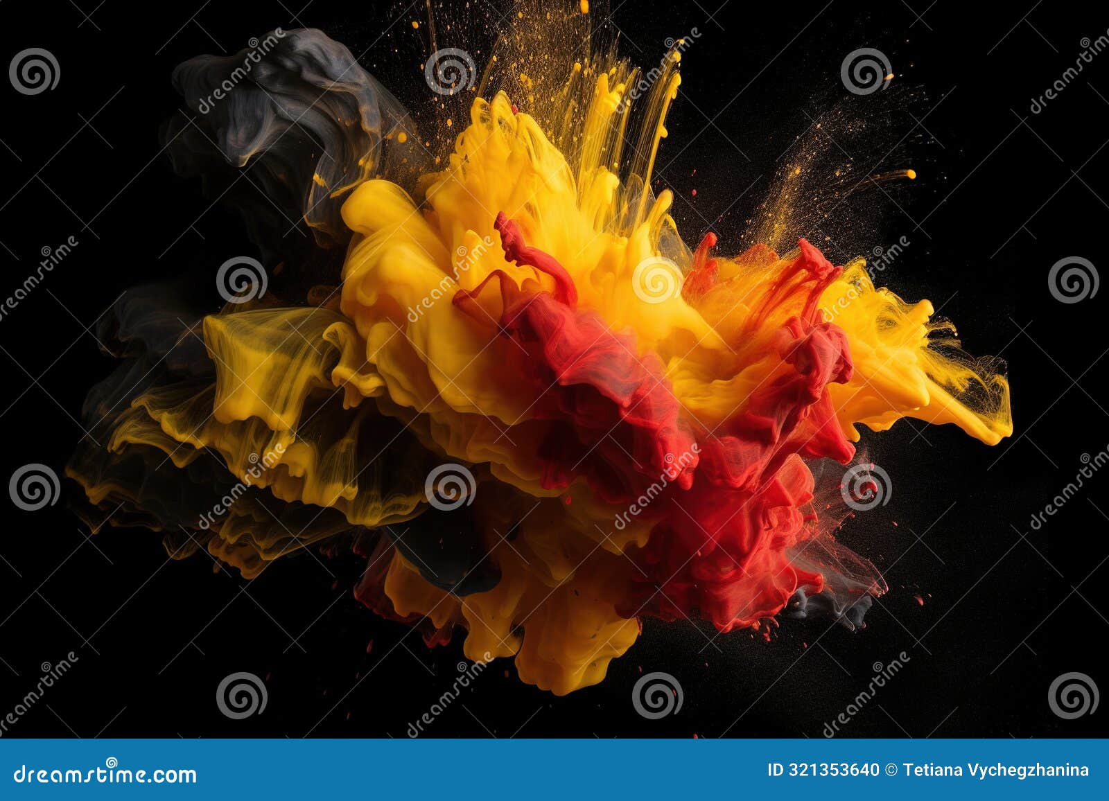 blew up of yellow and red color paints