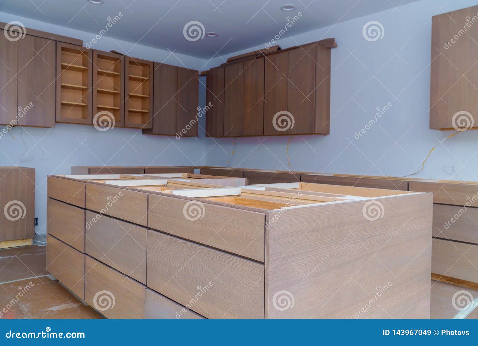 Blind Cabinet Island Drawers And Counter Cabinets Installed Stock