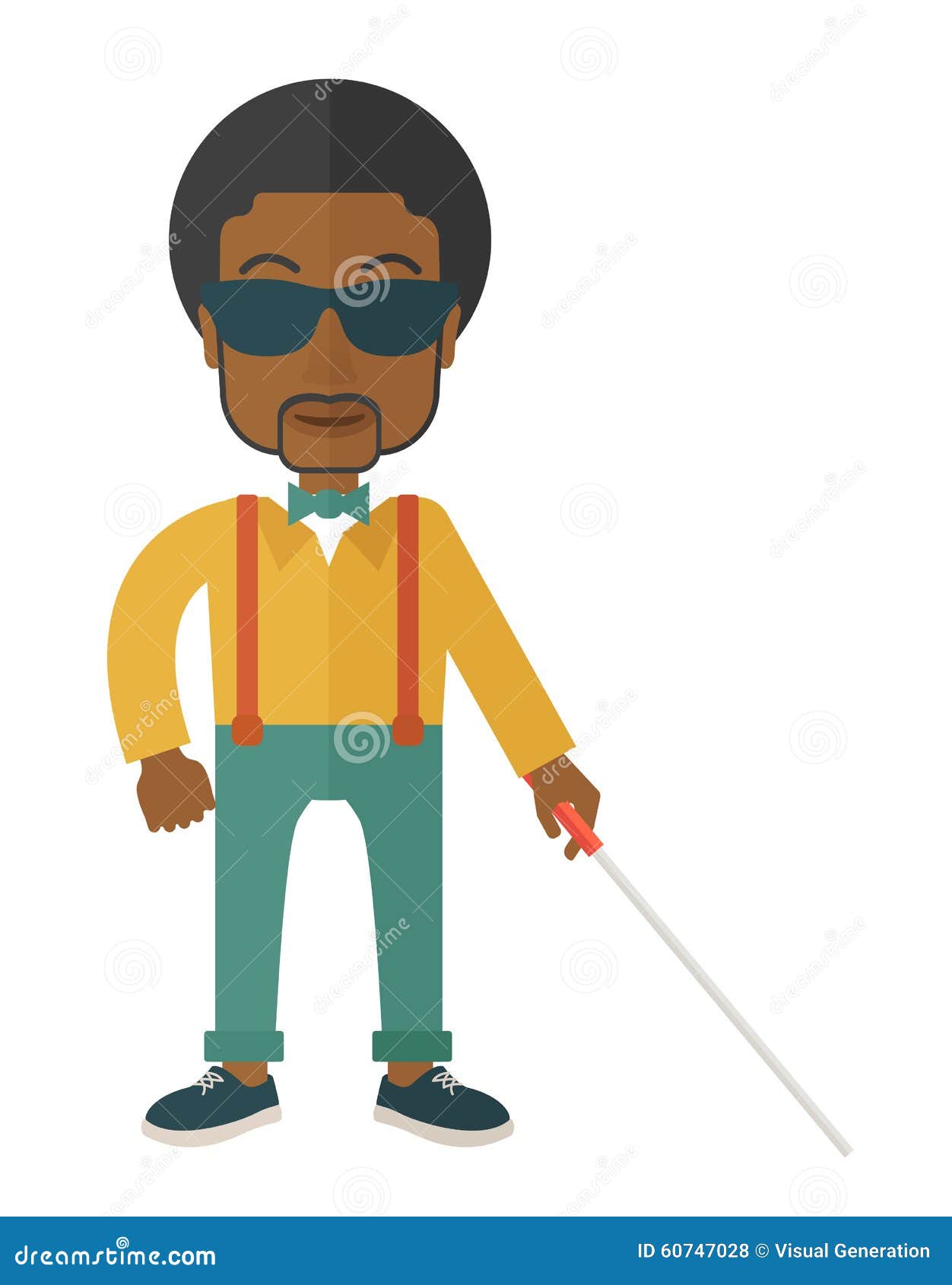 Blind Man With Stick Stock Illustration Illustration Of Cartoon 60747028