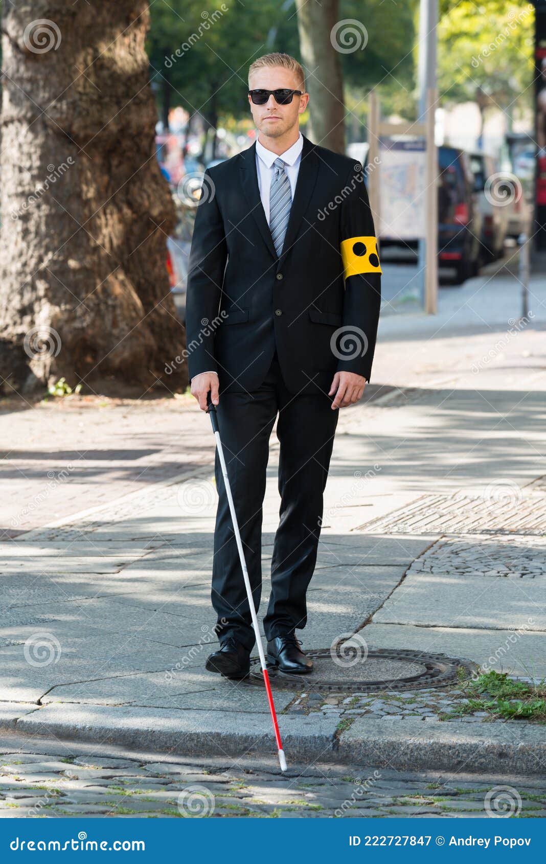 Blind Man Walking on Sidewalk Holding Stick Stock Image - Image of care,  assist: 222727847