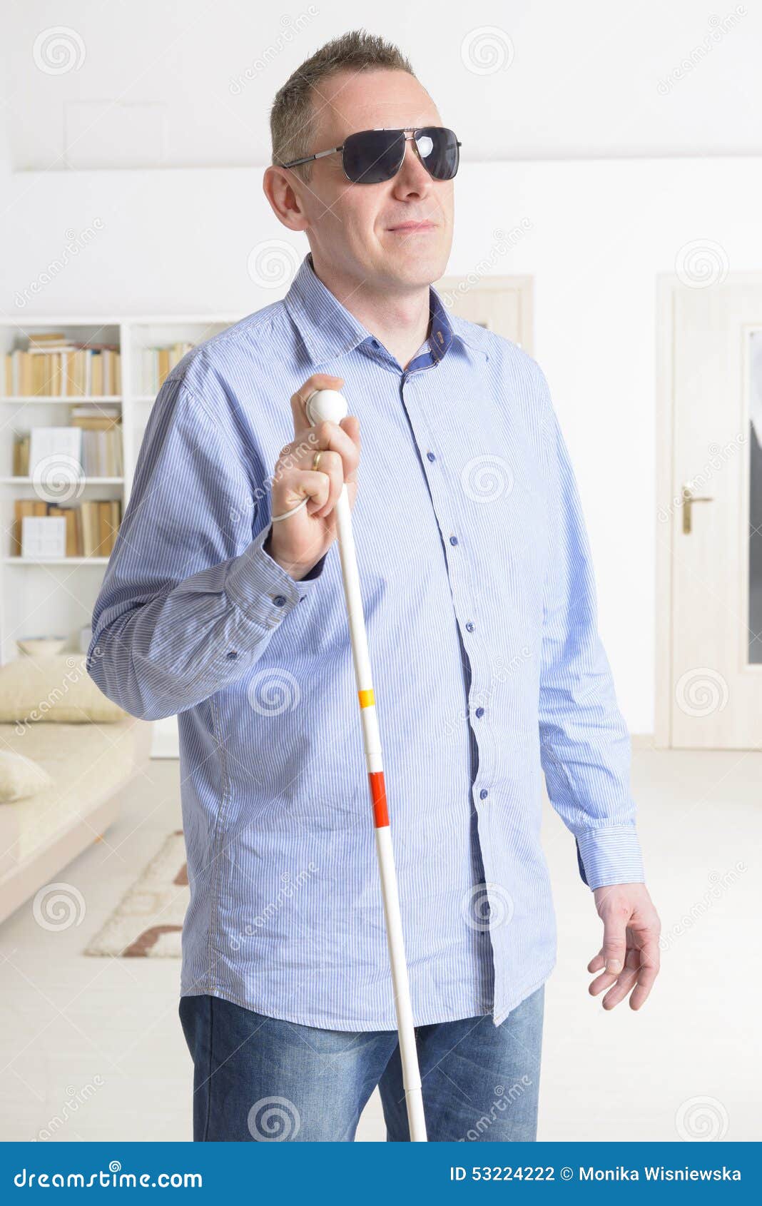 Blind man stock photo. Image of glasses, pose, smile 53224222