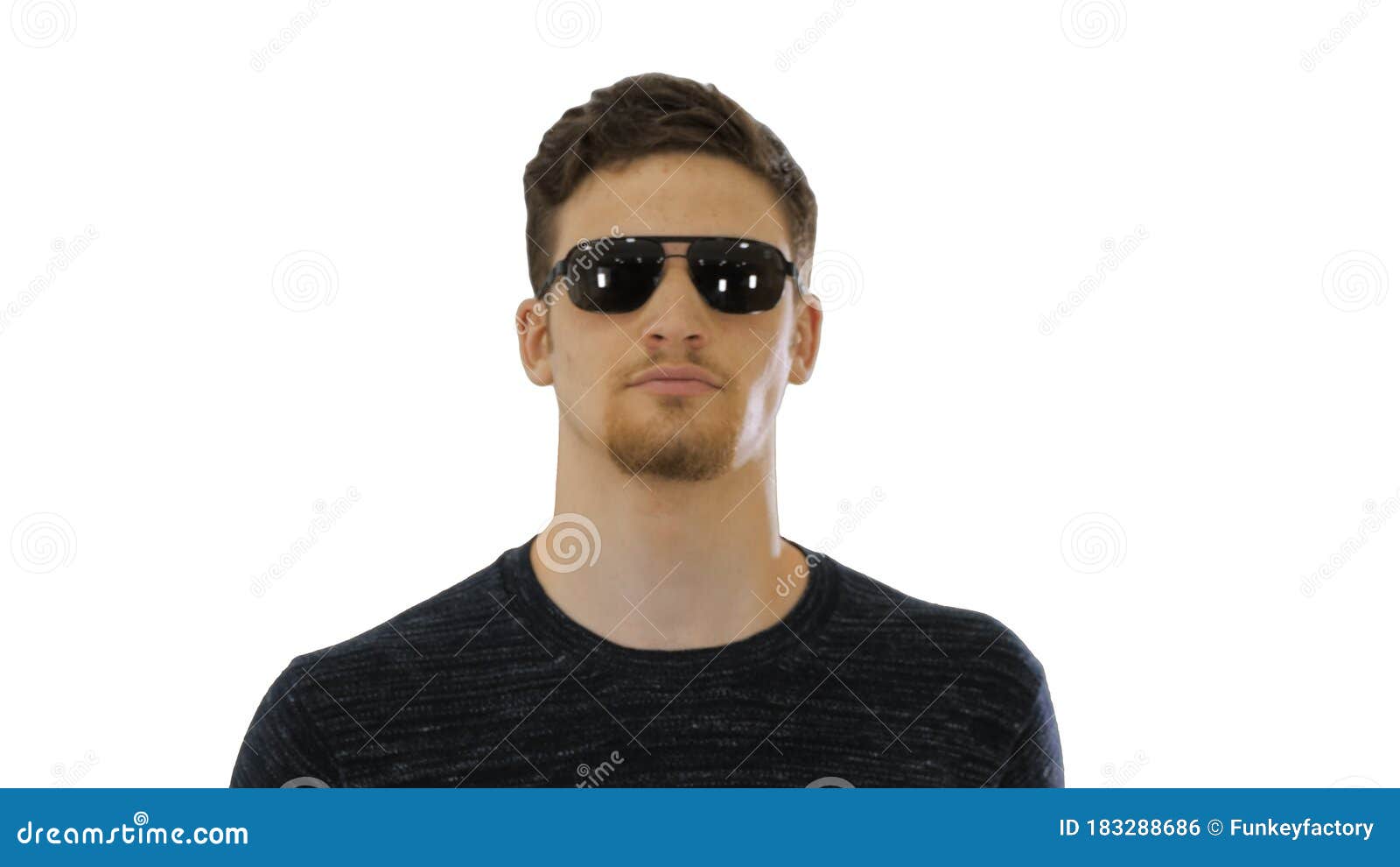 Blind Young Man With Stick Walking On White Background. Stock Photo ...