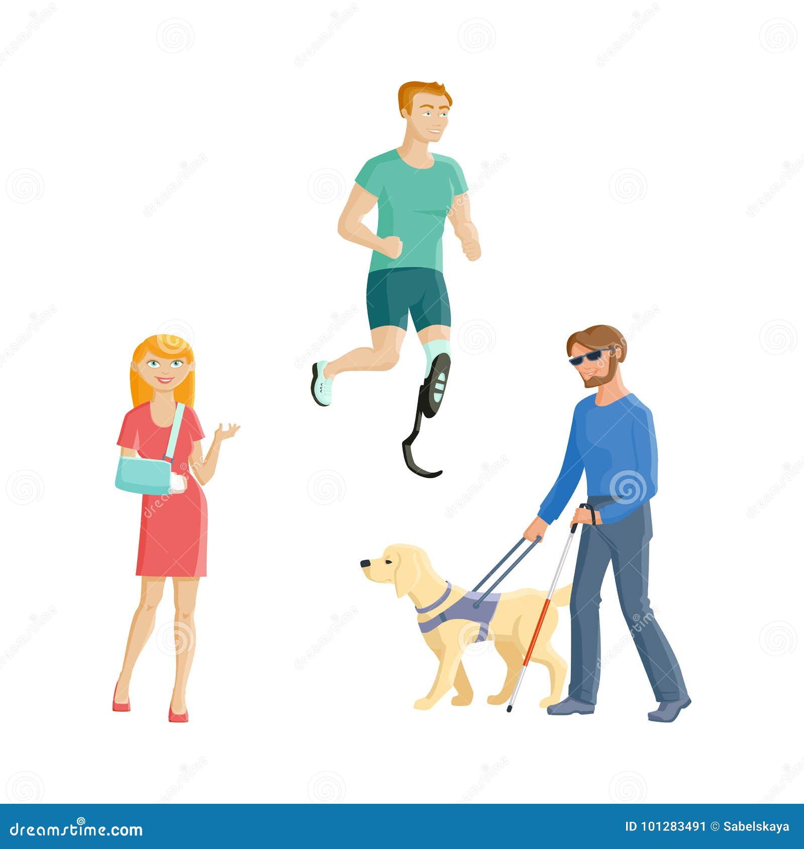 Blinder, Amputiertsportler, Gebrochener Arm Vektor Abbildung