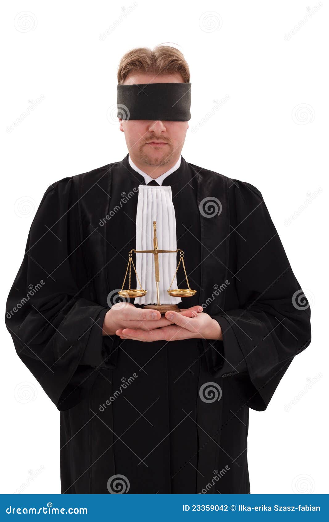 Blindfold Lawyer with Golden Scale of Justice Stock Photo Image of