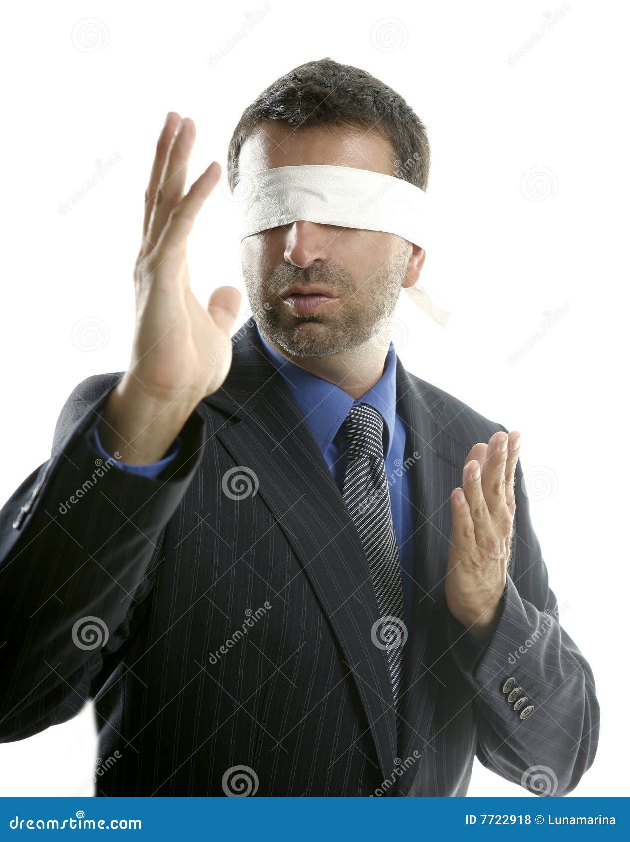 Blindfolded Businessman Over White Background Stock Photo Image of