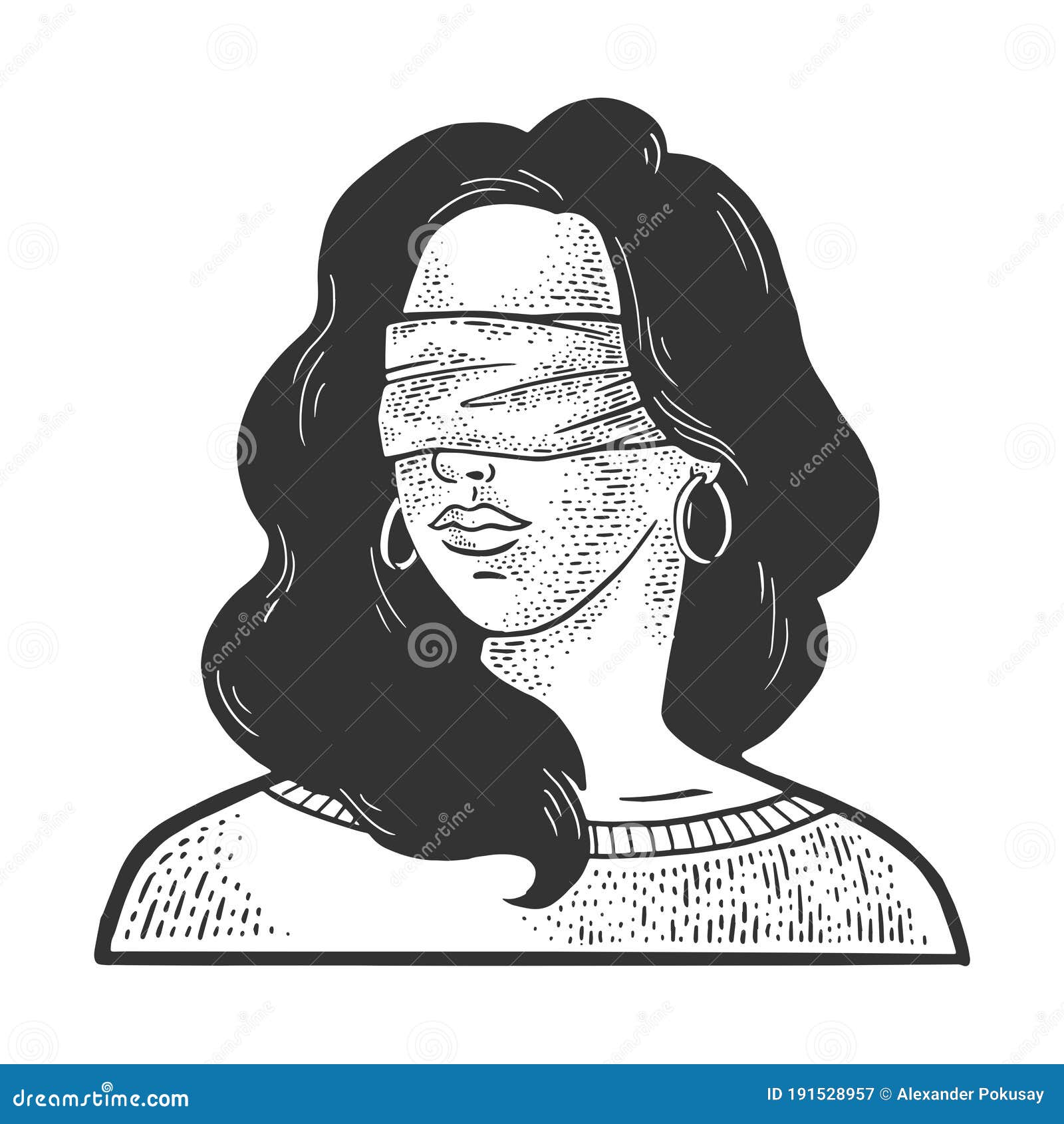 Blindfolded man sketch Royalty Free Vector Image