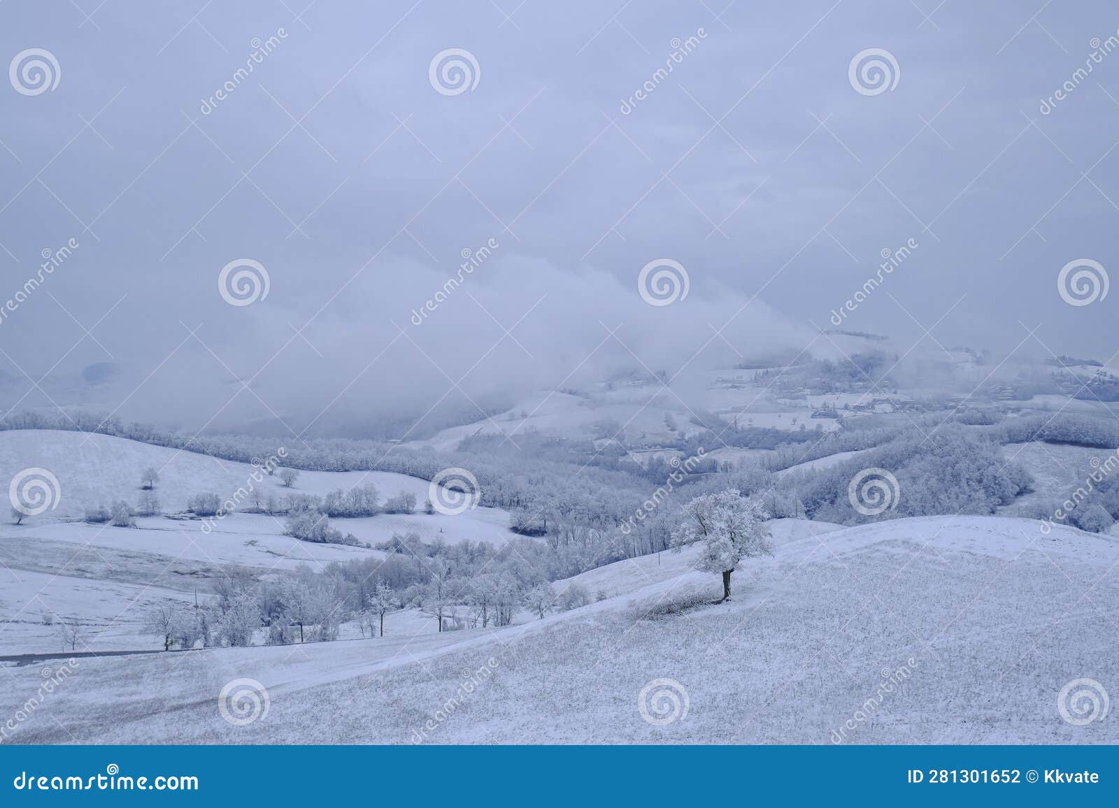 blizzard in the mountains. snowy hills, mountains, nature, horizon. natural background. appennino tosco-emiliano