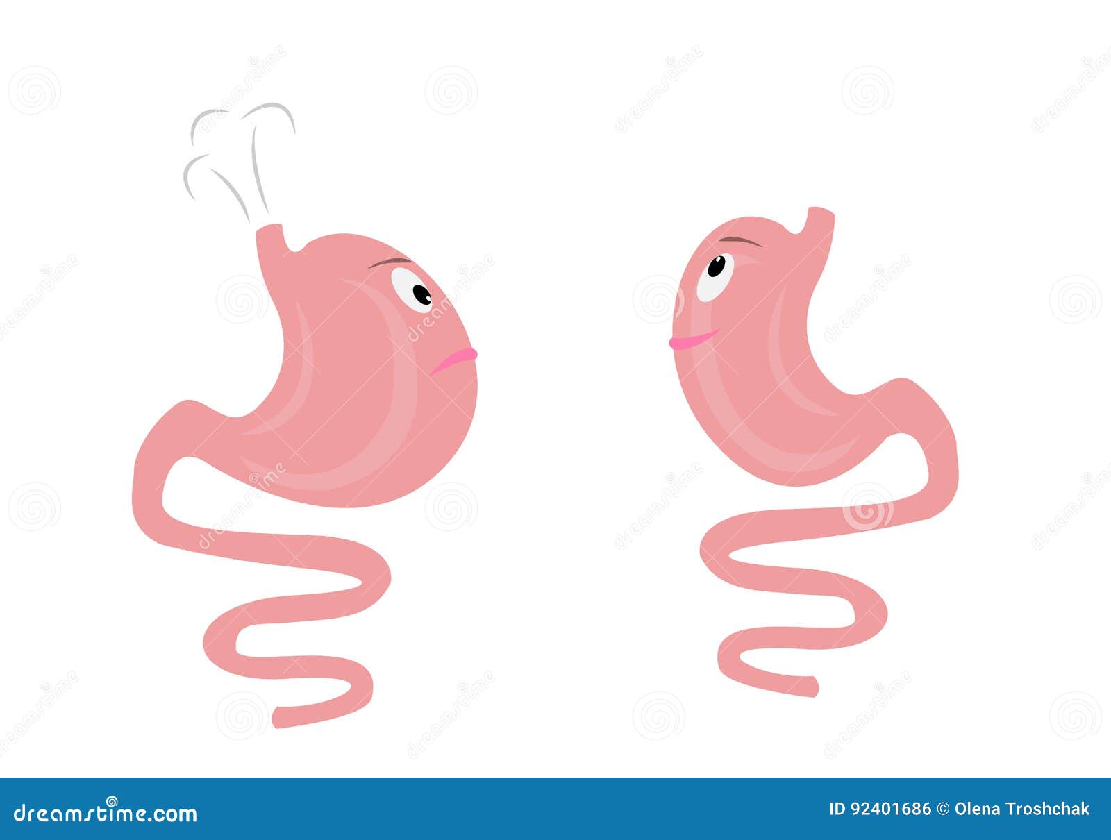 bloating and healthy cartoon stomach