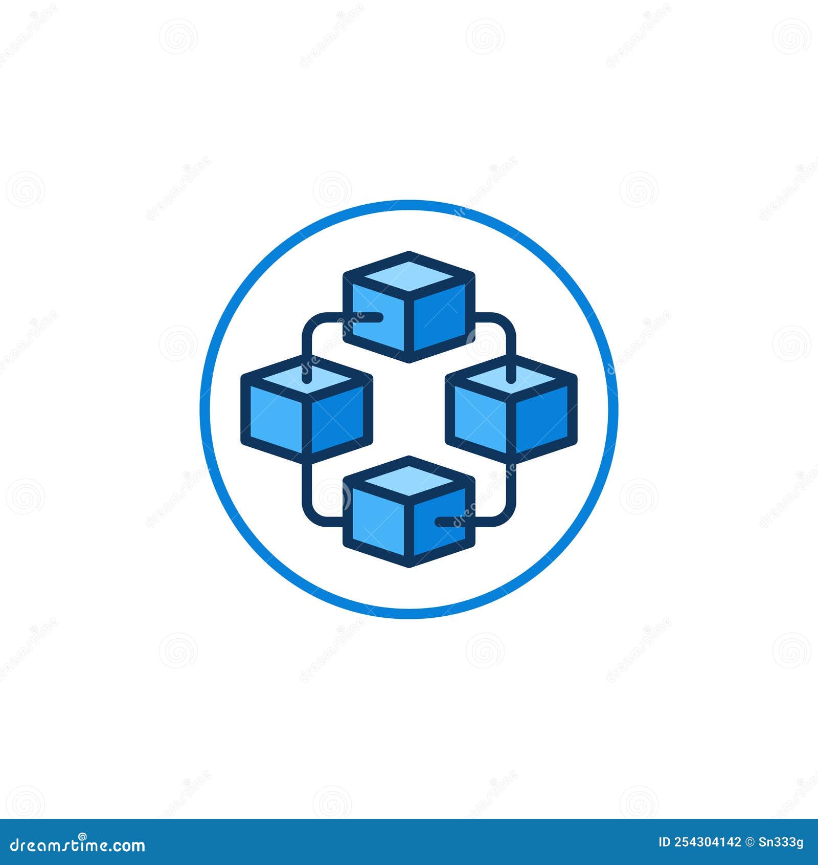 block-chain in circle  blue icon. blockchain crypto round 