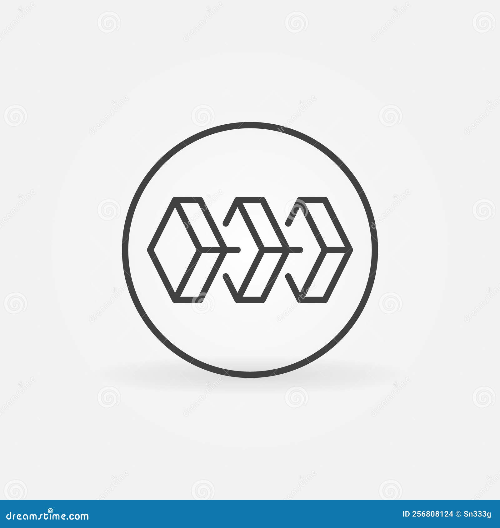 block chain in circle  concept line icon or cryptocurrency round sign