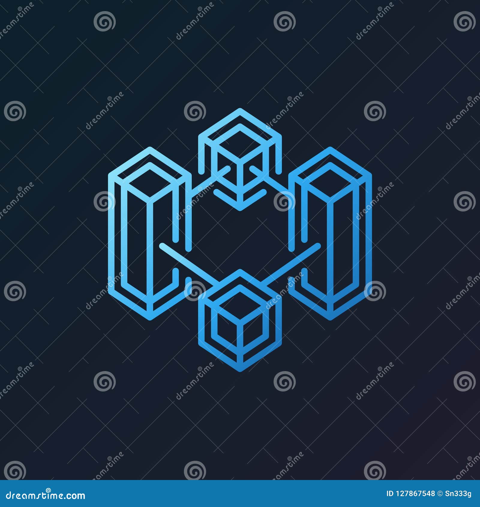 Block Chain Crypto Technology Blue Vector Outline Icon ...