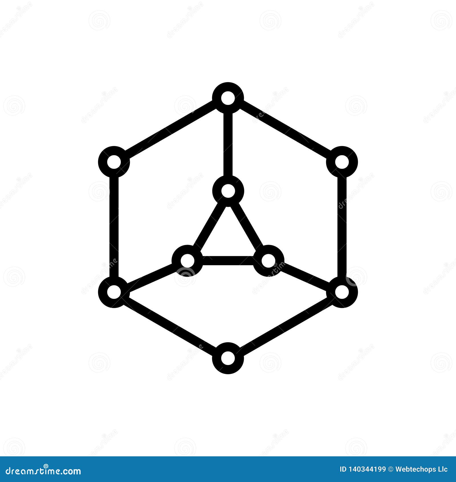 Black Line Icon for Block Chain, Block and Chain Stock Vector