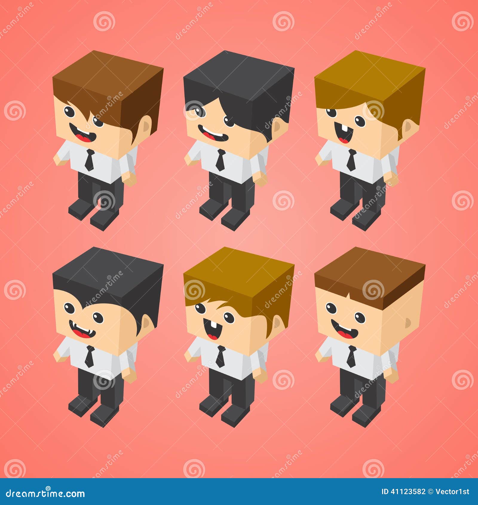 Block Isometric Cartoon Character Stock Vector Illustration of