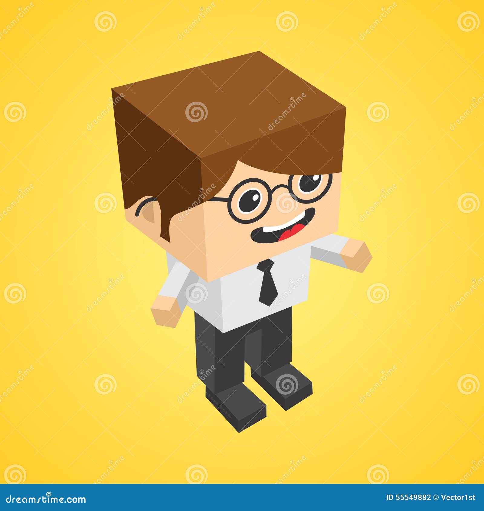Block Isometric Cartoon Character Stock Vector Illustration of