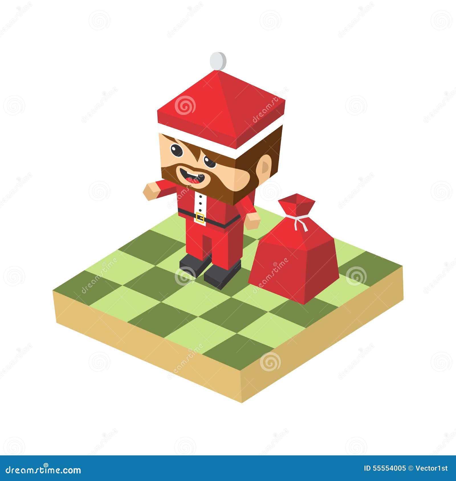Block Isometric Cartoon Character Stock Vector Illustration of