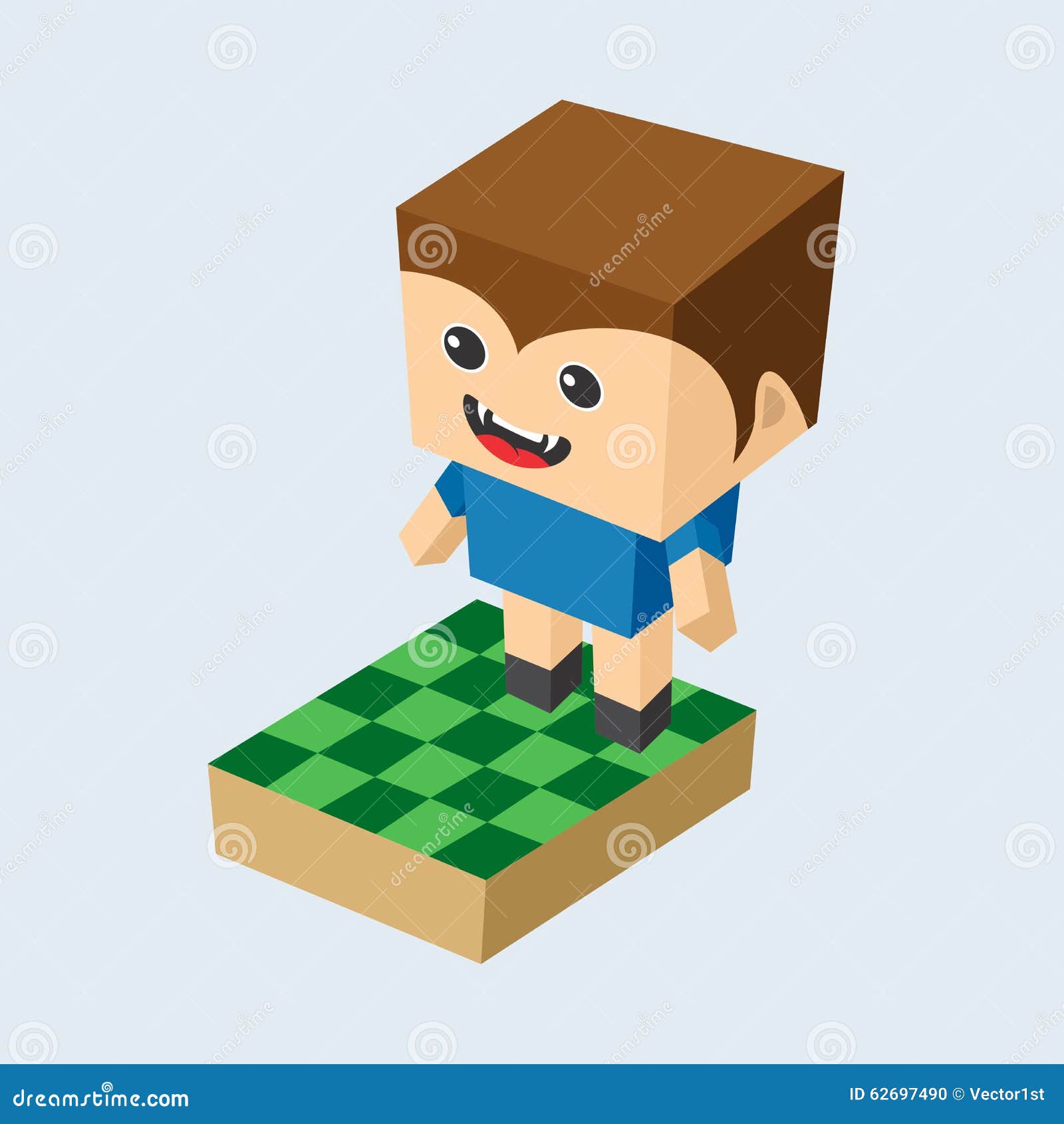 Block Isometric Cartoon Character Stock Vector Illustration of