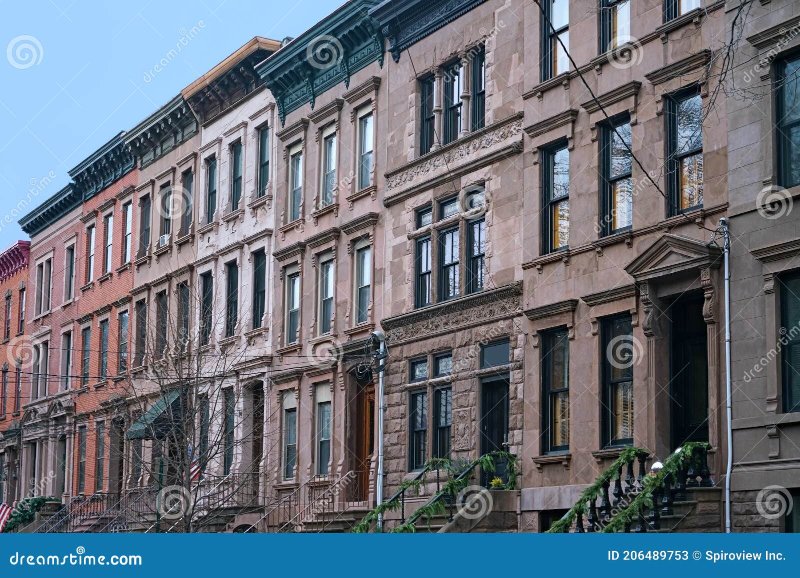 Old Brownstone Style Apartment Buildings Stock Image Image of