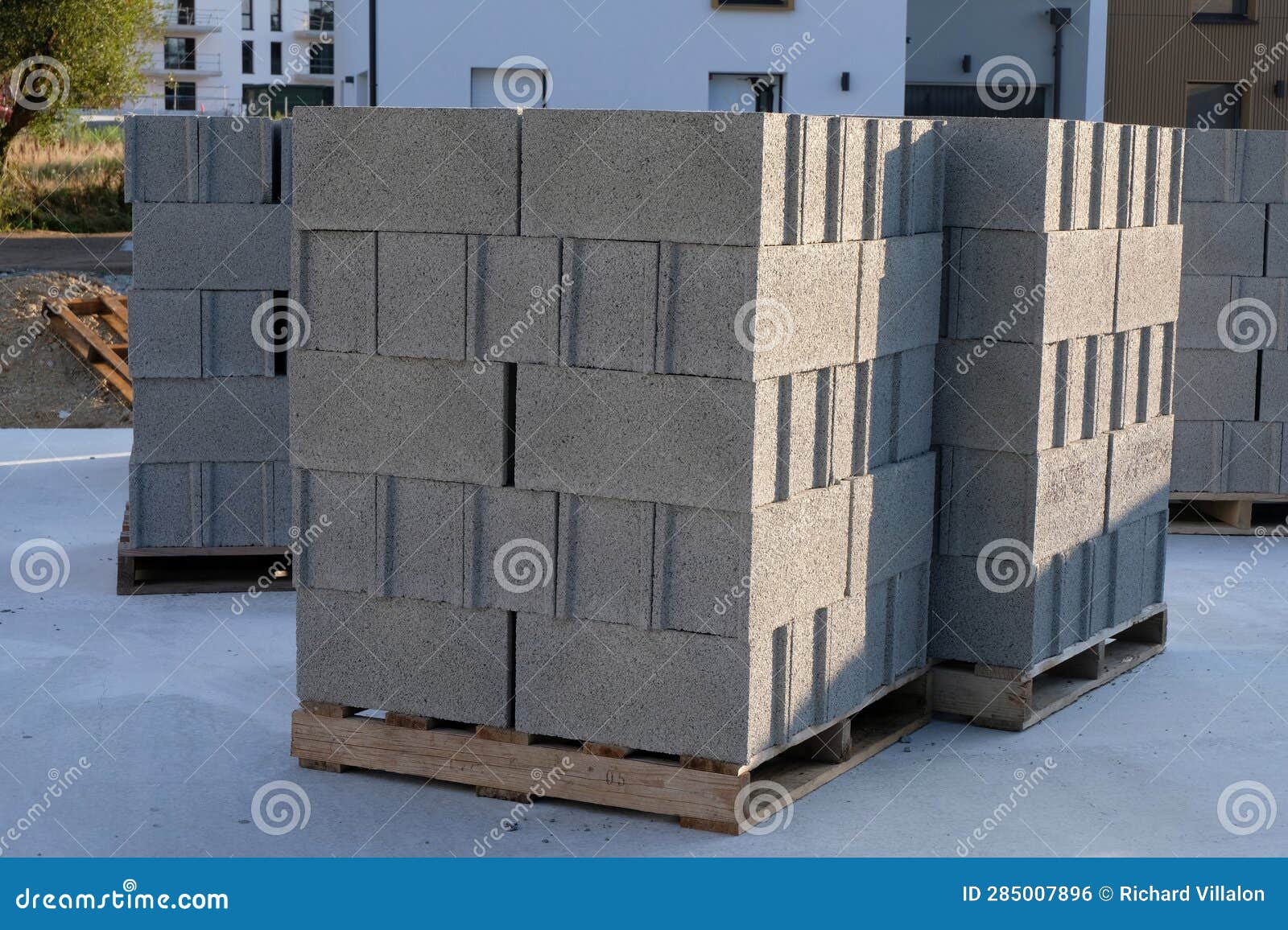 Block Pallets Delivered To a Construction Site Stock Photo Image of
