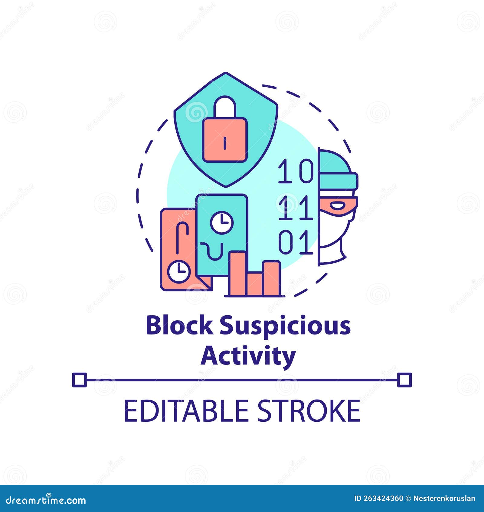 Block Suspicious Activity Concept Icon Stock Vector - Illustration of