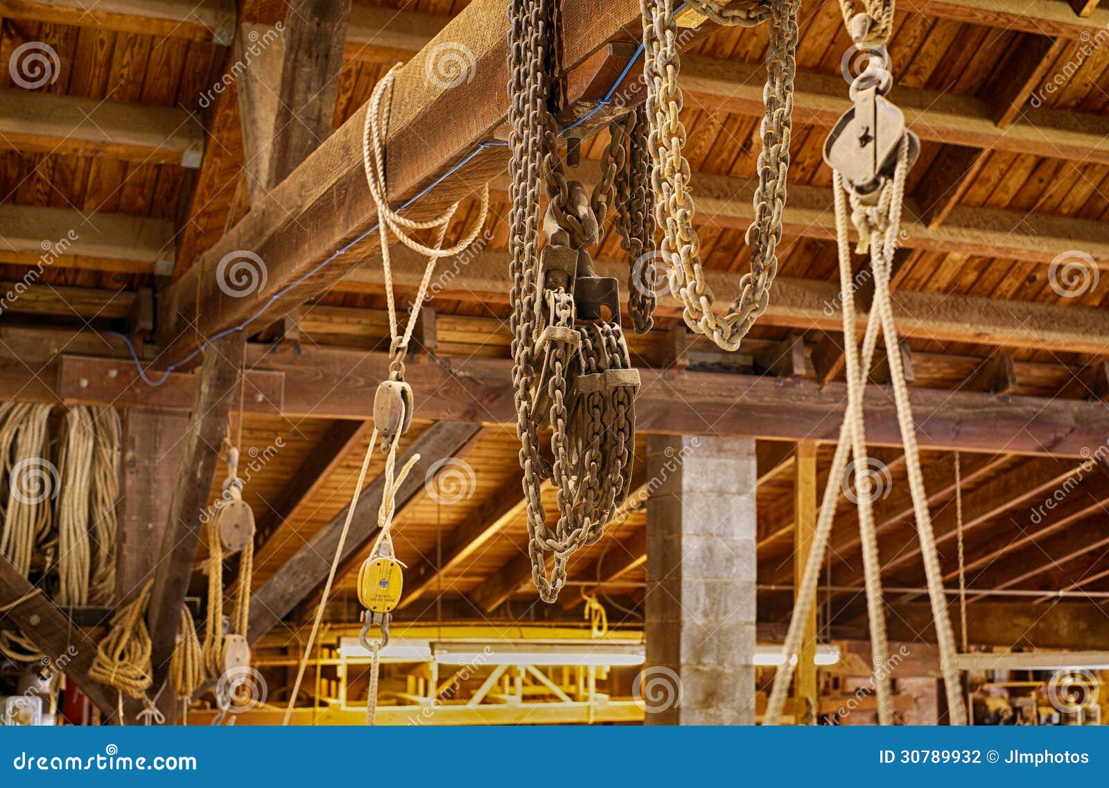 Block And Tackle In Boat Shop Stock Photography - Image 